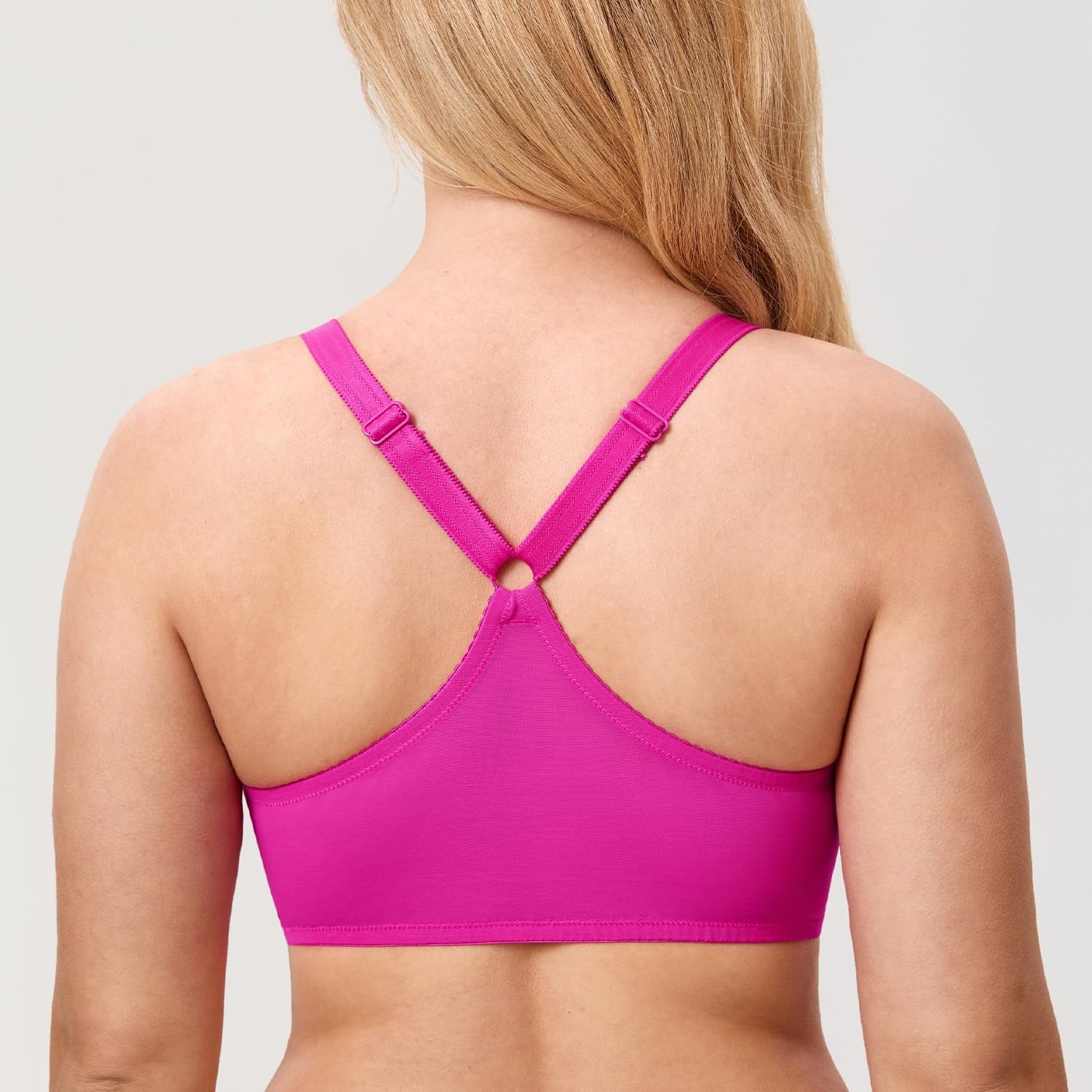 image:imageDELIMIRA Womens Front Closure Plus Size Full Coverage Lace Underwire Racerback BraGlitter Pink