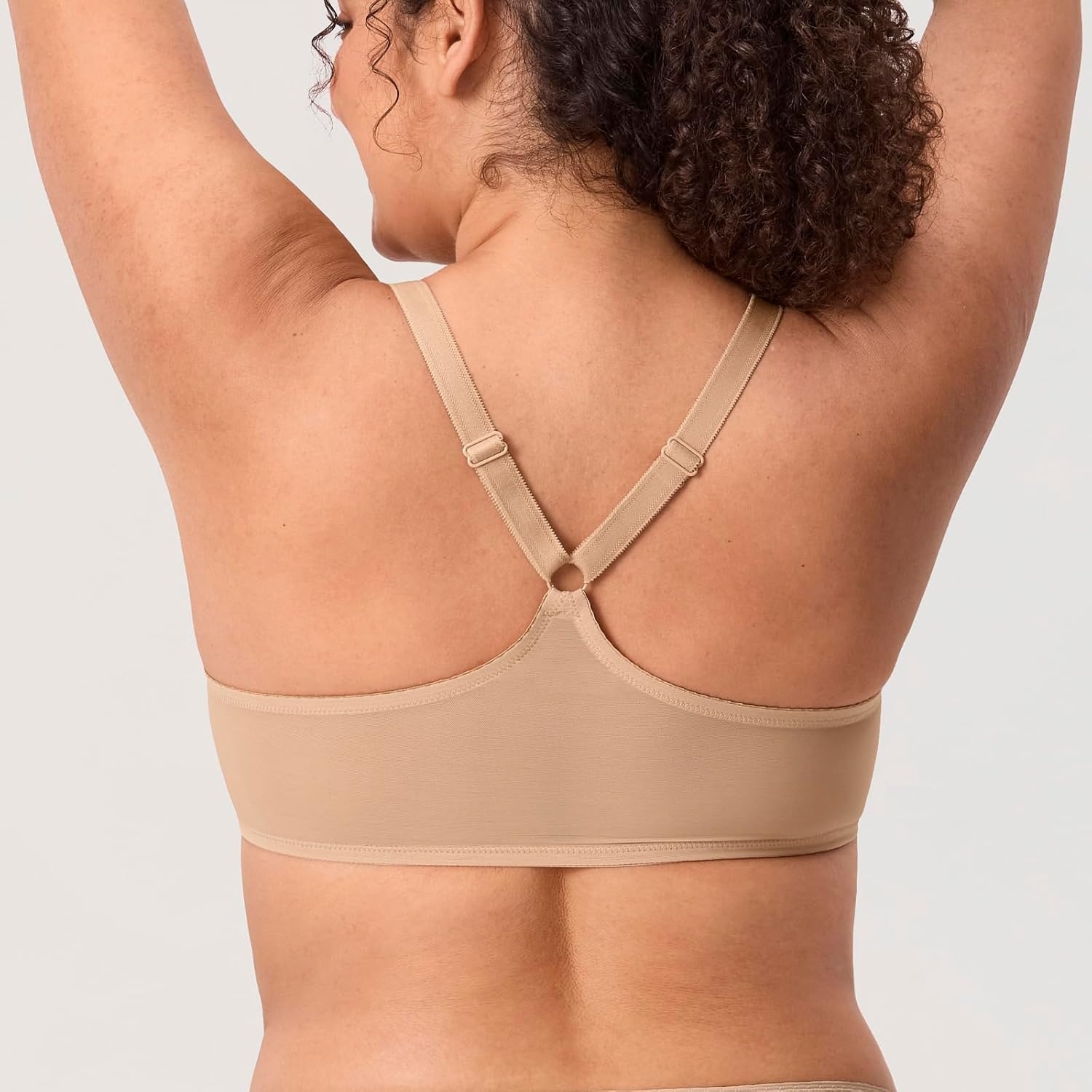 image:imageDELIMIRA Womens Front Closure Plus Size Full Coverage Lace Underwire Racerback BraWarm Beige