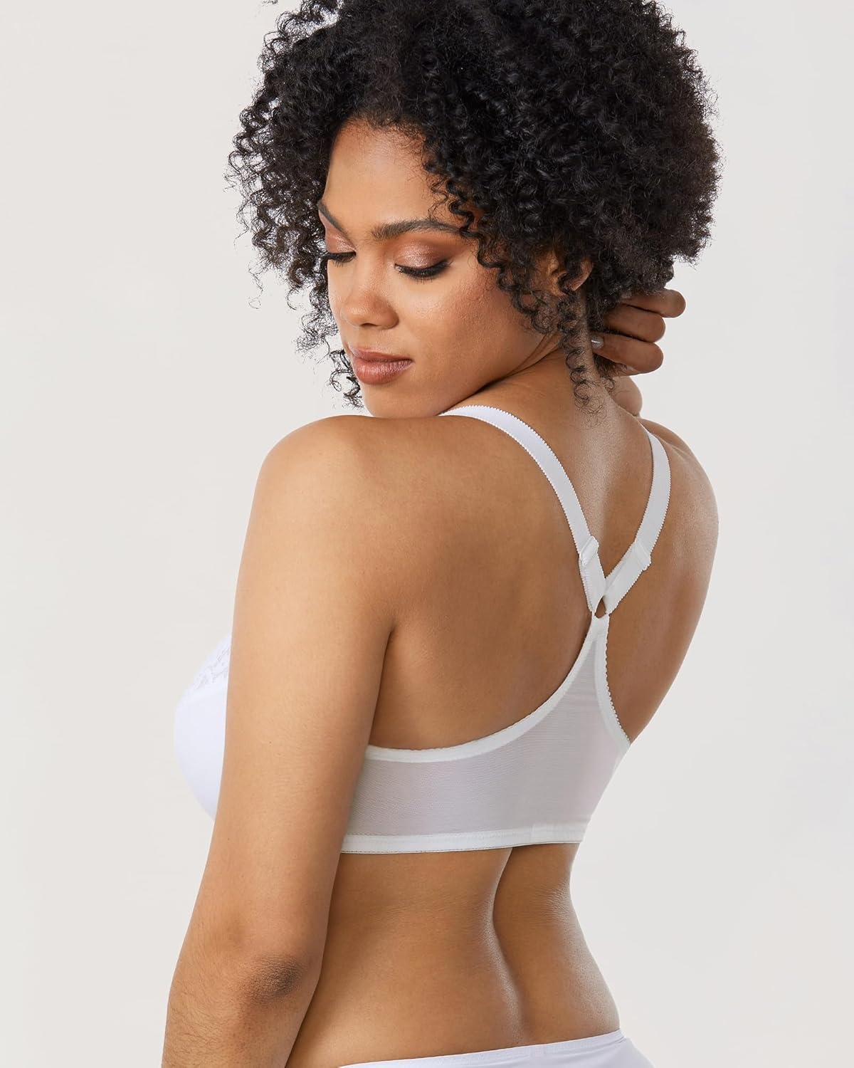 image:imageDELIMIRA Womens Front Closure Plus Size Full Coverage Lace Underwire Racerback BraWhite
