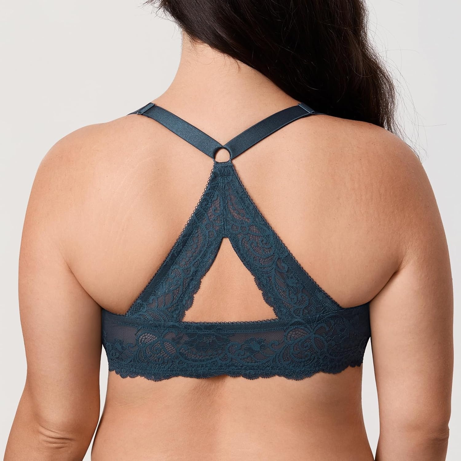image:imageDELIMIRA Womens Front Closure Racerback Bra Sheer Mesh Plus Size Full Coverage Underwire Unlined BrasSargasso