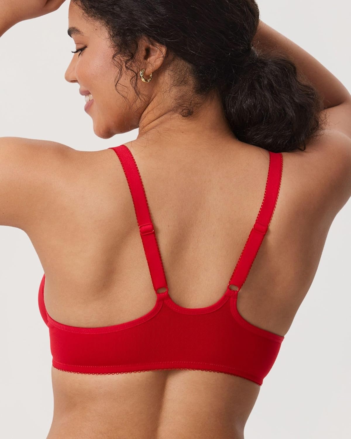 image:imageDELIMIRA Womens Front Closure Racerback Bras Plus Size Full Coverage Supportive Underwire Plunge Unlined BraLipstick Red