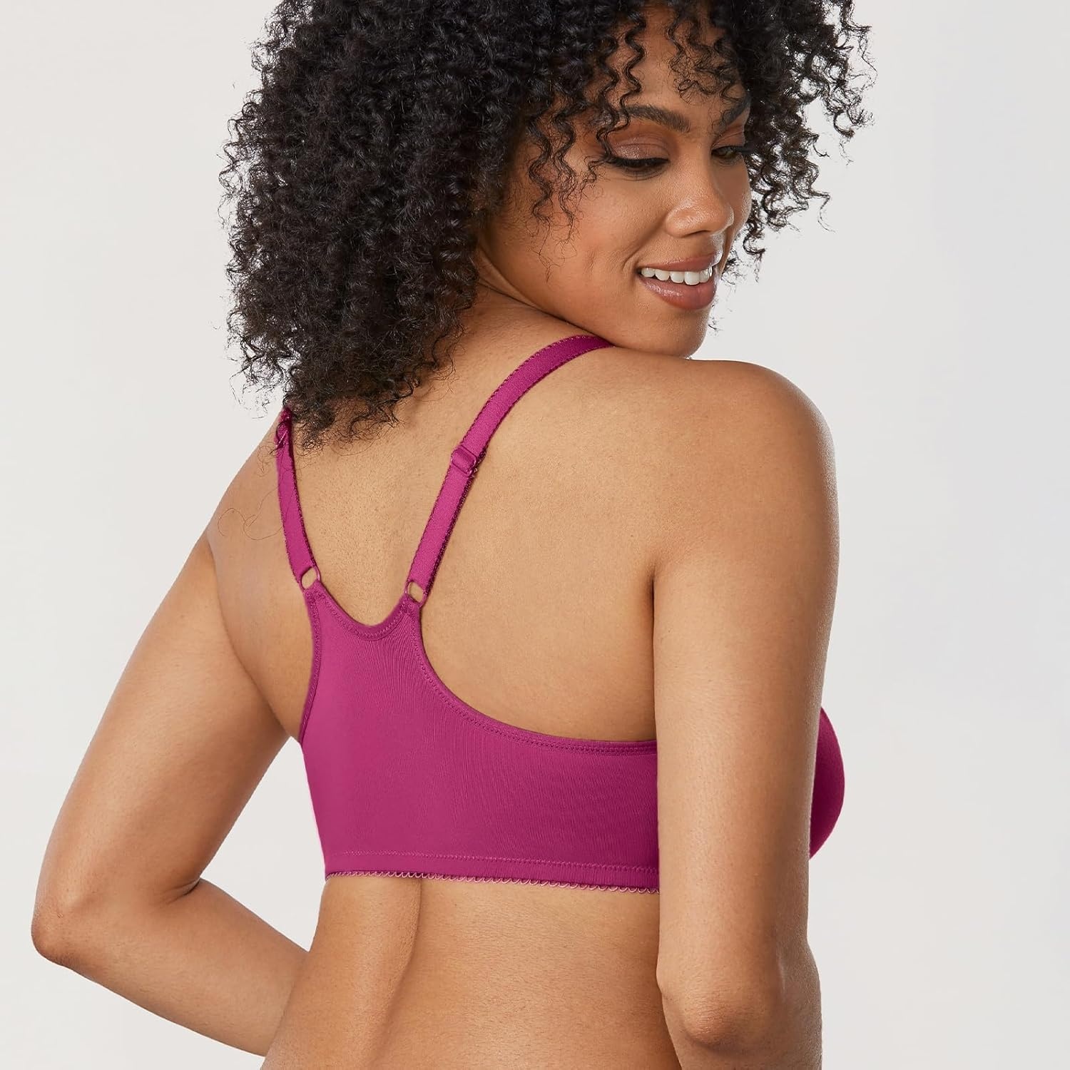image:imageDELIMIRA Womens Front Closure Racerback Bras Plus Size Full Coverage Supportive Underwire Plunge Unlined BraMagenta Purple