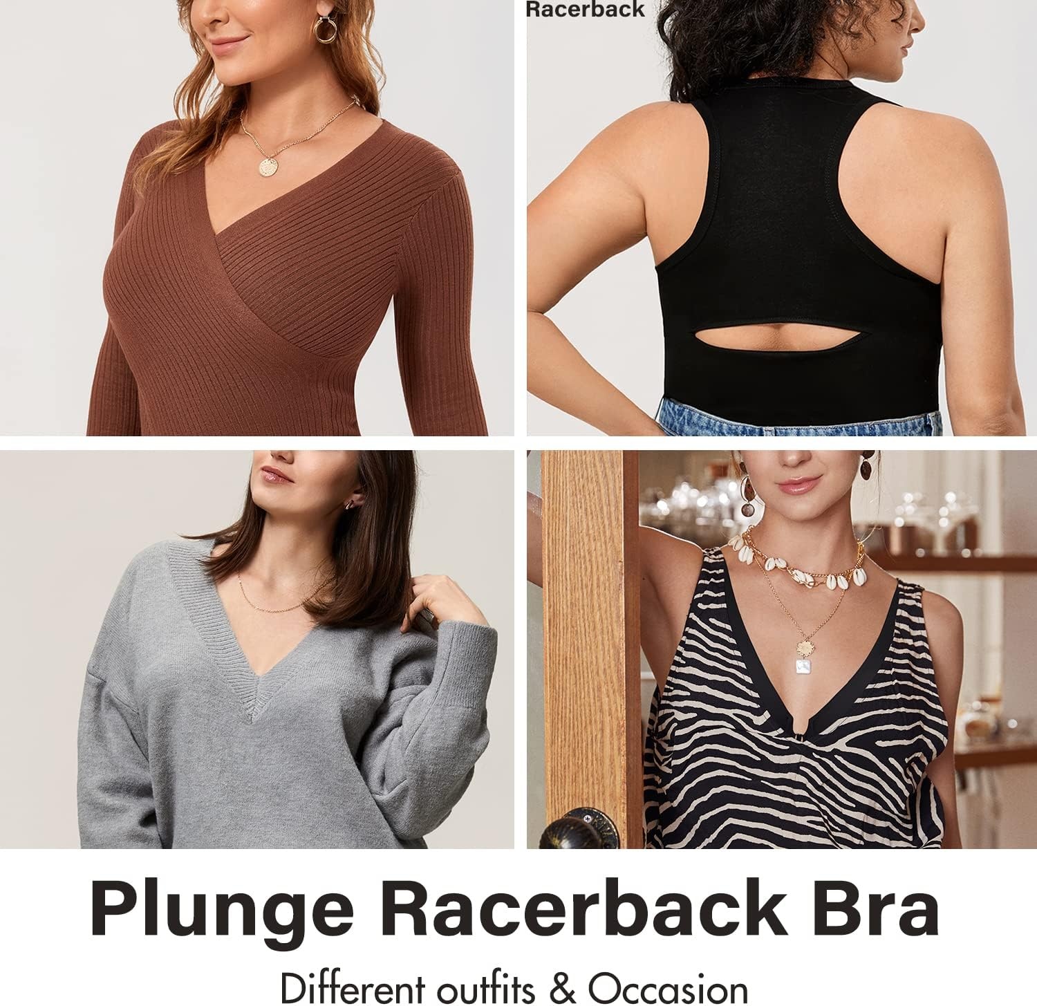image:imageDELIMIRA Womens Front Closure Racerback Bras Plus Size Full Coverage Supportive Underwire Plunge Unlined BraMauve Shadows