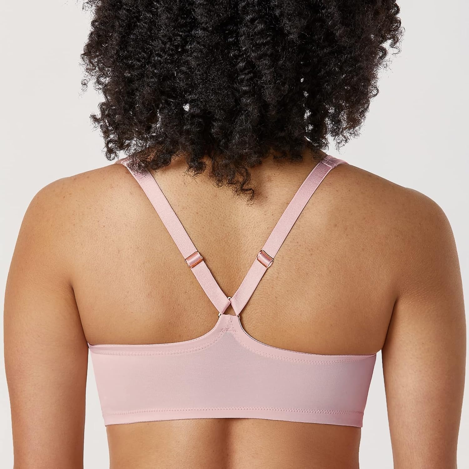 image:imageDELIMIRA Womens Front Closure Racerback Bras Plus Size Full Coverage Underwire Unlined Seamless Plunge BraGentle Rose