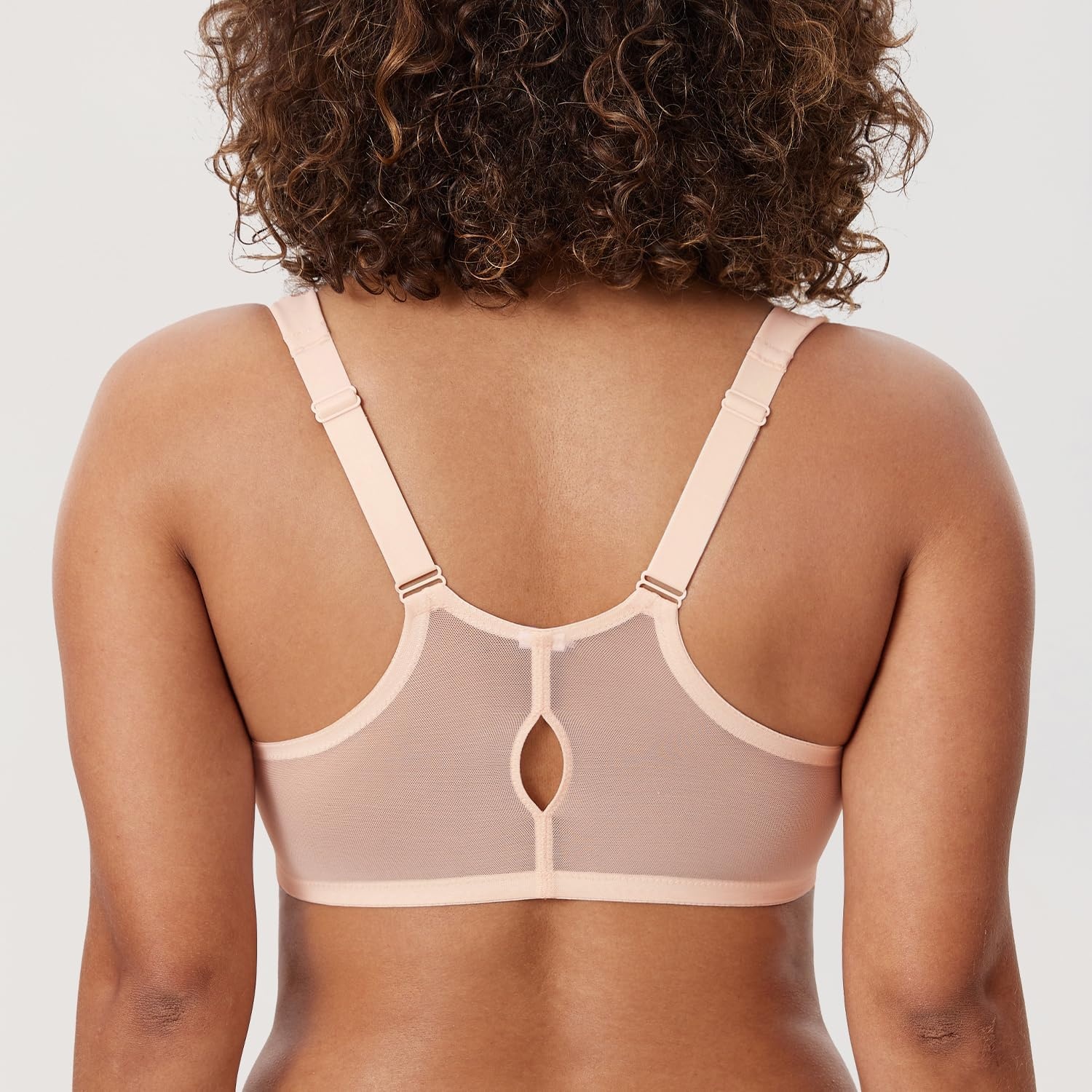 image:imageDELIMIRA Womens Front Closure Racerback Bras Plus Size Underwire Unlined Full Coverage Plunge BrasApricot Pink