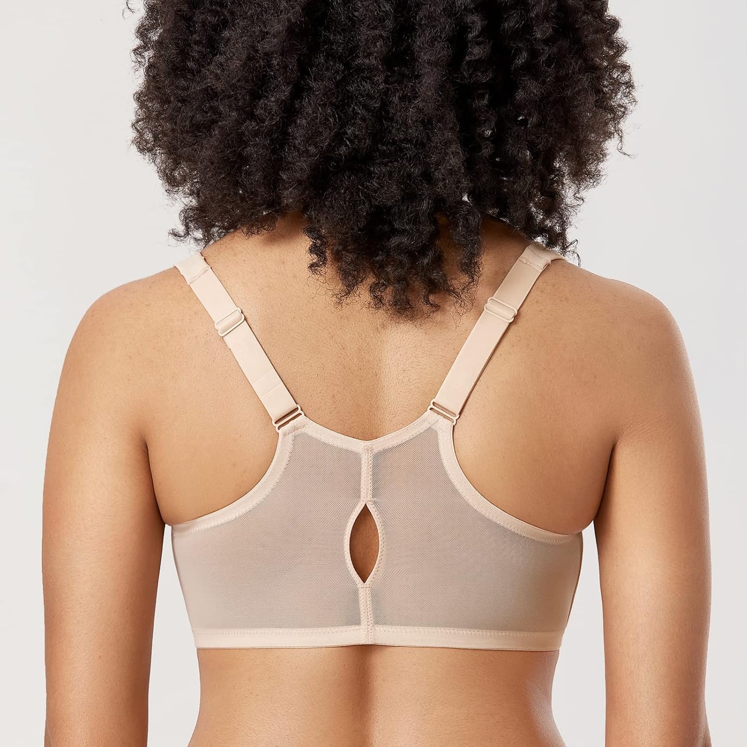 image:imageDELIMIRA Womens Front Closure Racerback Bras Plus Size Underwire Unlined Full Coverage Plunge BrasBeige