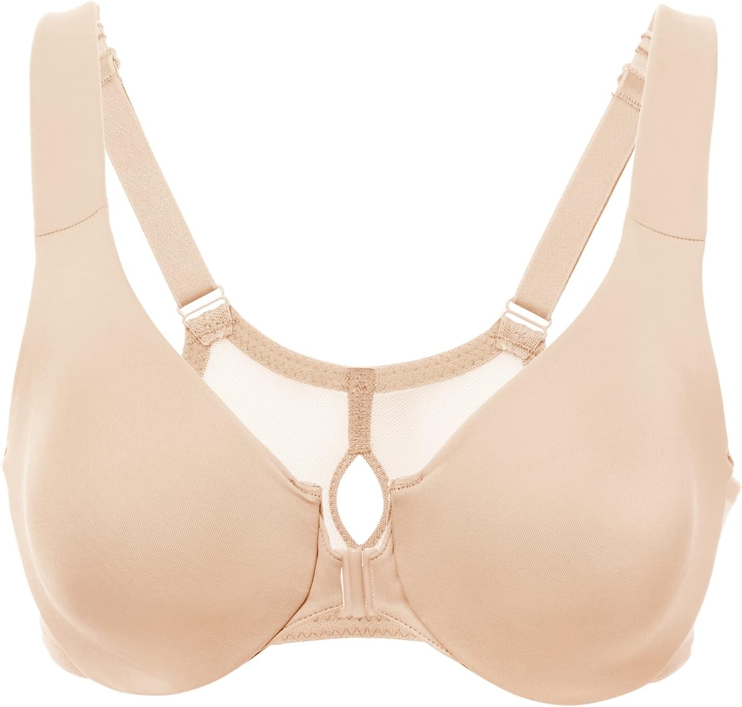 image:imageDELIMIRA Womens Front Closure Racerback Bras Plus Size Underwire Unlined Full Coverage Plunge BrasBeige
