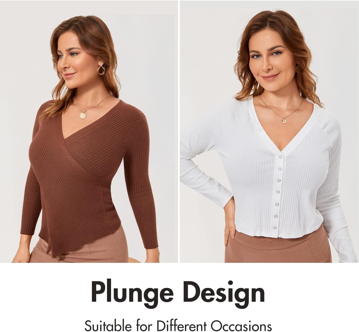 image:imageDELIMIRA Womens Front Closure Racerback Bras Plus Size Underwire Unlined Full Coverage Plunge BrasBeige