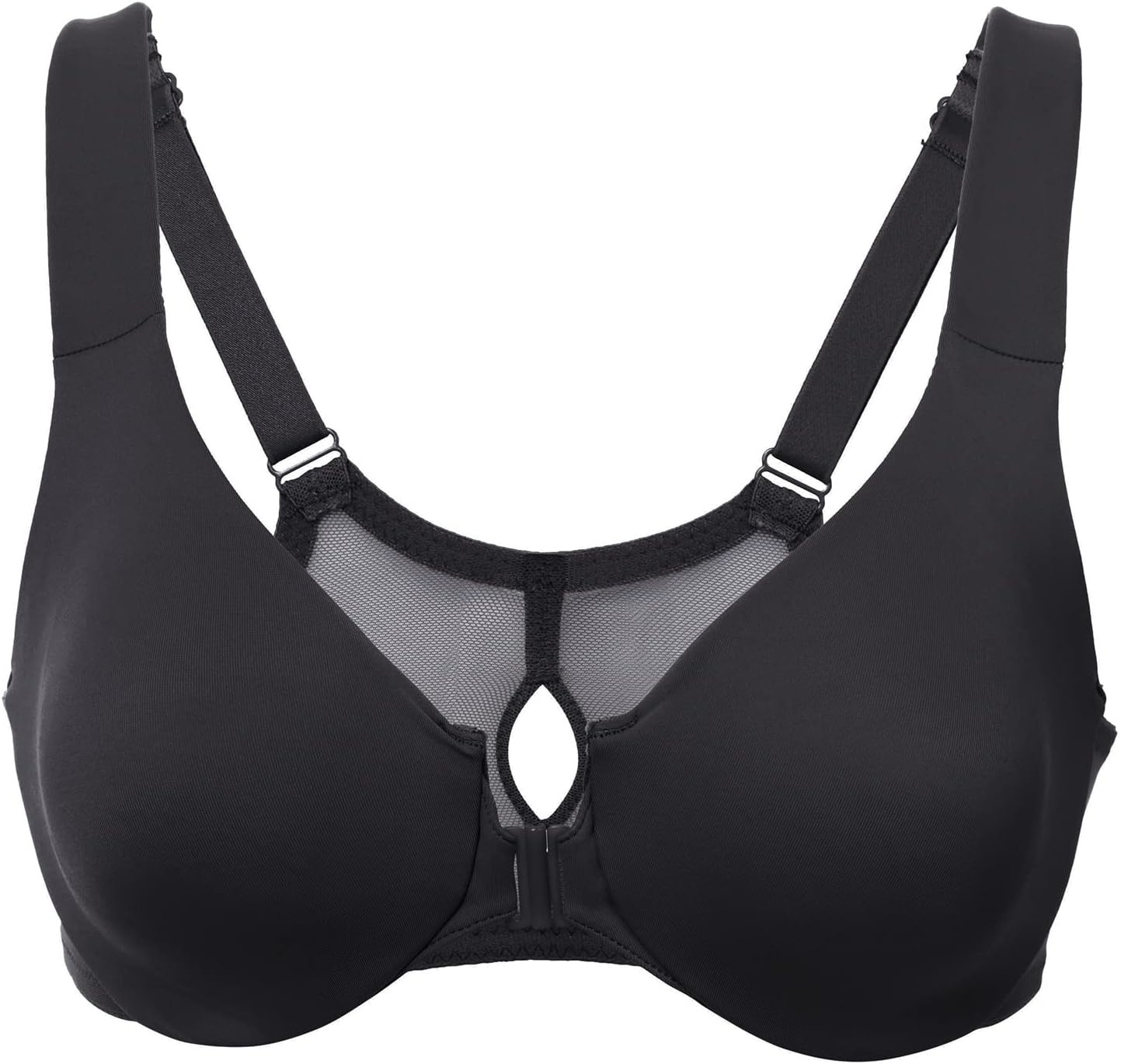 image:imageDELIMIRA Womens Front Closure Racerback Bras Plus Size Underwire Unlined Full Coverage Plunge BrasBlack