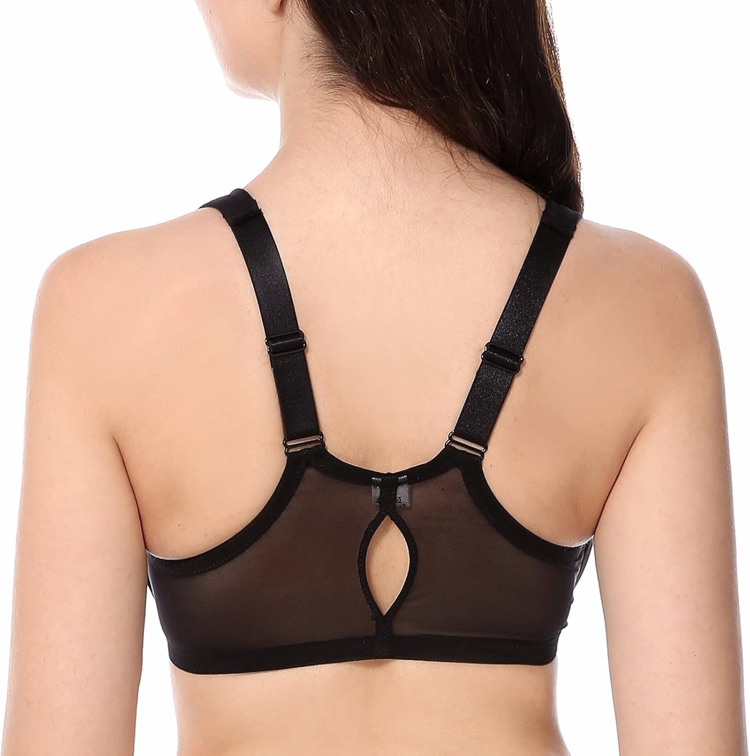image:imageDELIMIRA Womens Front Closure Racerback Bras Plus Size Underwire Unlined Full Coverage Plunge BrasBlack
