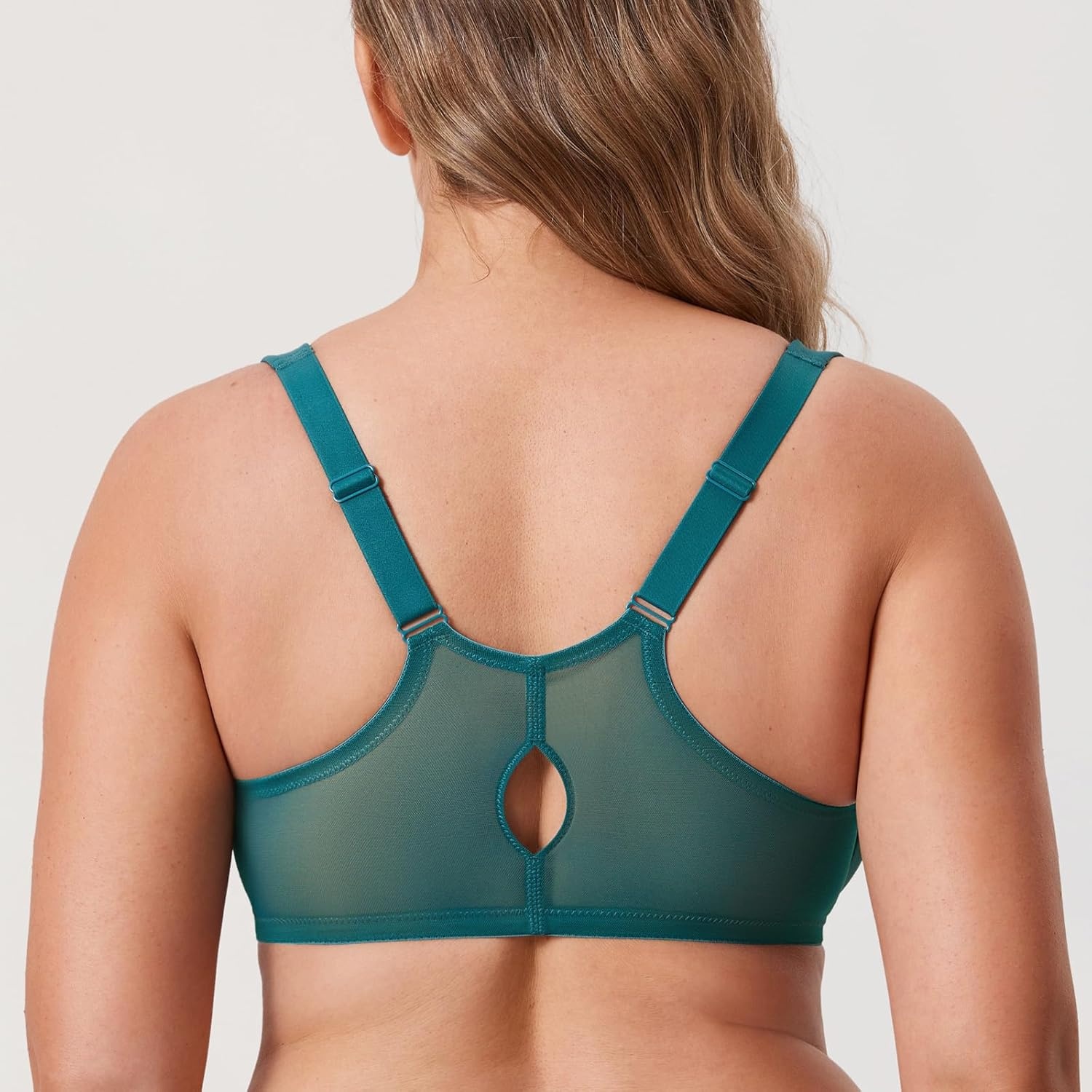 image:imageDELIMIRA Womens Front Closure Racerback Bras Plus Size Underwire Unlined Full Coverage Plunge BrasBorealis Green