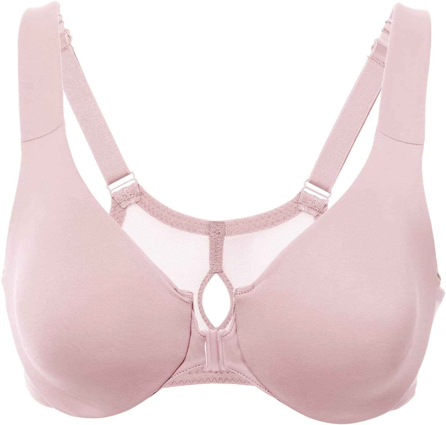 image:imageDELIMIRA Womens Front Closure Racerback Bras Plus Size Underwire Unlined Full Coverage Plunge BrasGentle Rose