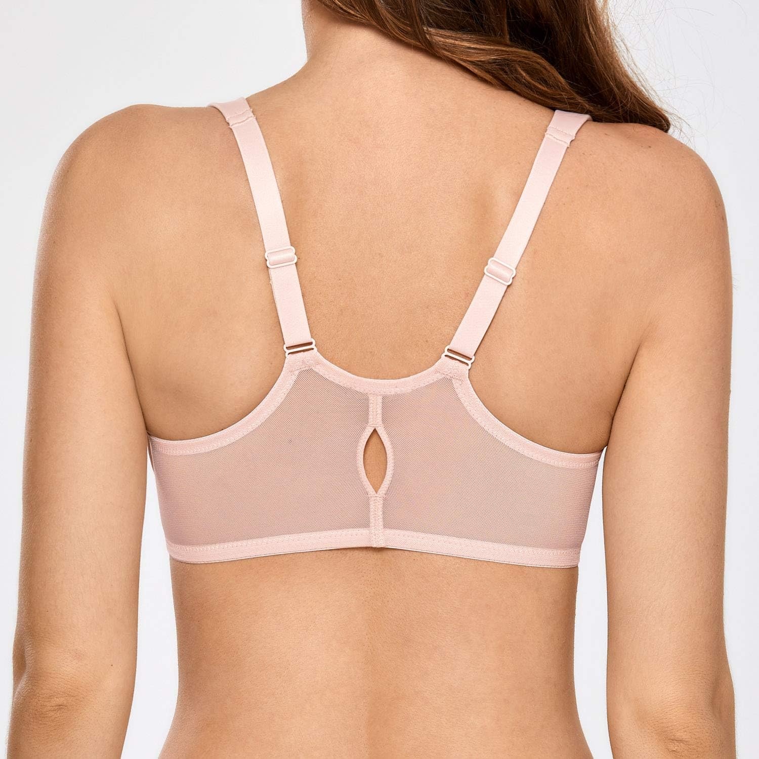 image:imageDELIMIRA Womens Front Closure Racerback Bras Plus Size Underwire Unlined Full Coverage Plunge BrasGentle Rose