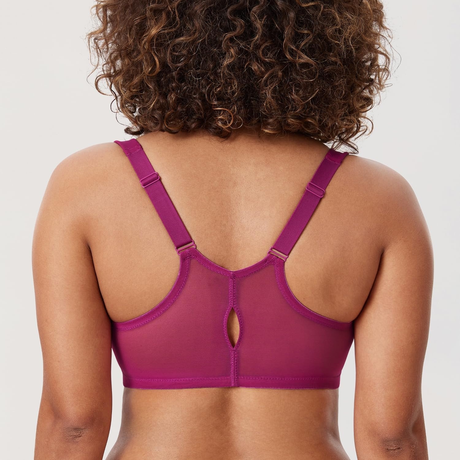 image:imageDELIMIRA Womens Front Closure Racerback Bras Plus Size Underwire Unlined Full Coverage Plunge BrasMagenta Purple