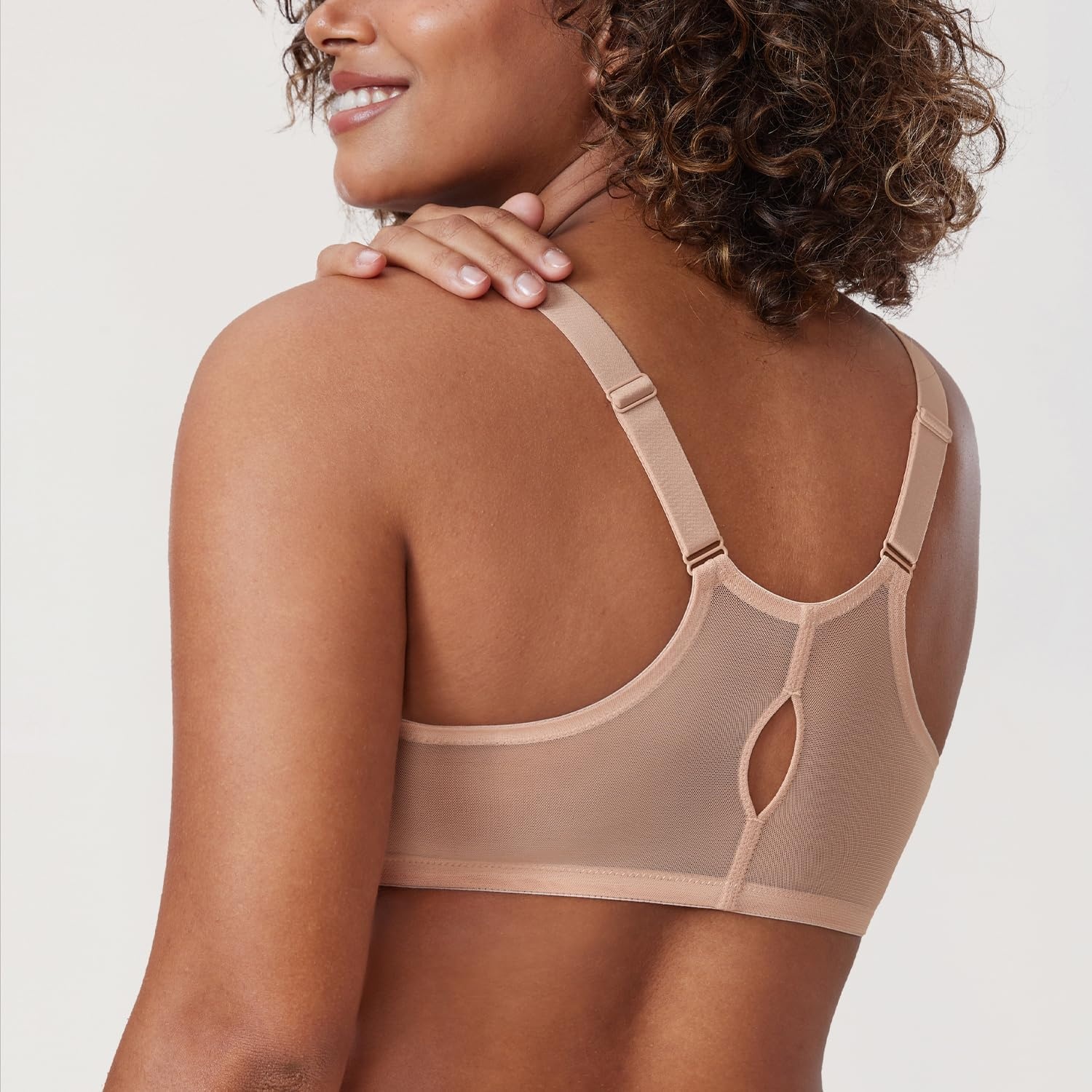 image:imageDELIMIRA Womens Front Closure Racerback Bras Plus Size Underwire Unlined Full Coverage Plunge BrasOatmeal Heather