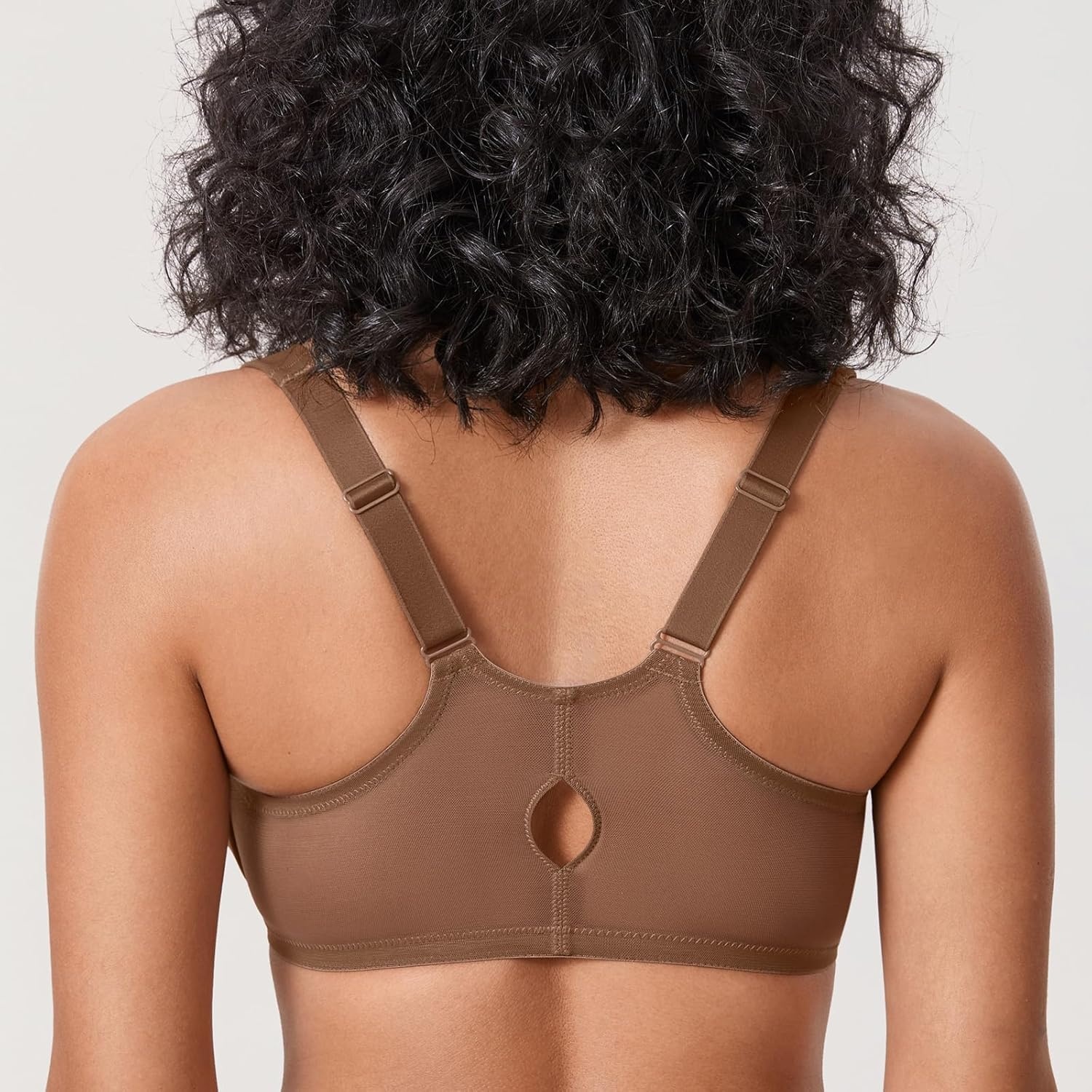 image:imageDELIMIRA Womens Front Closure Racerback Bras Plus Size Underwire Unlined Full Coverage Plunge BrasSandalwood Brown