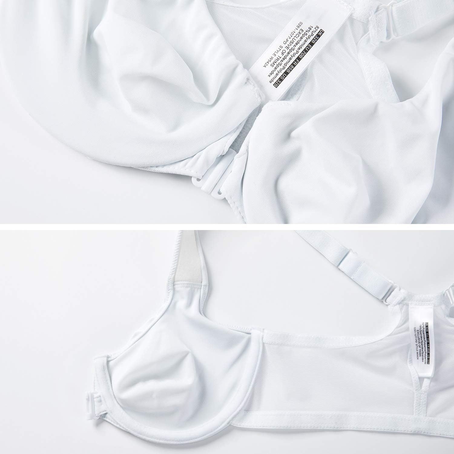 image:imageDELIMIRA Womens Front Closure Racerback Bras Plus Size Underwire Unlined Full Coverage Plunge BrasWhite
