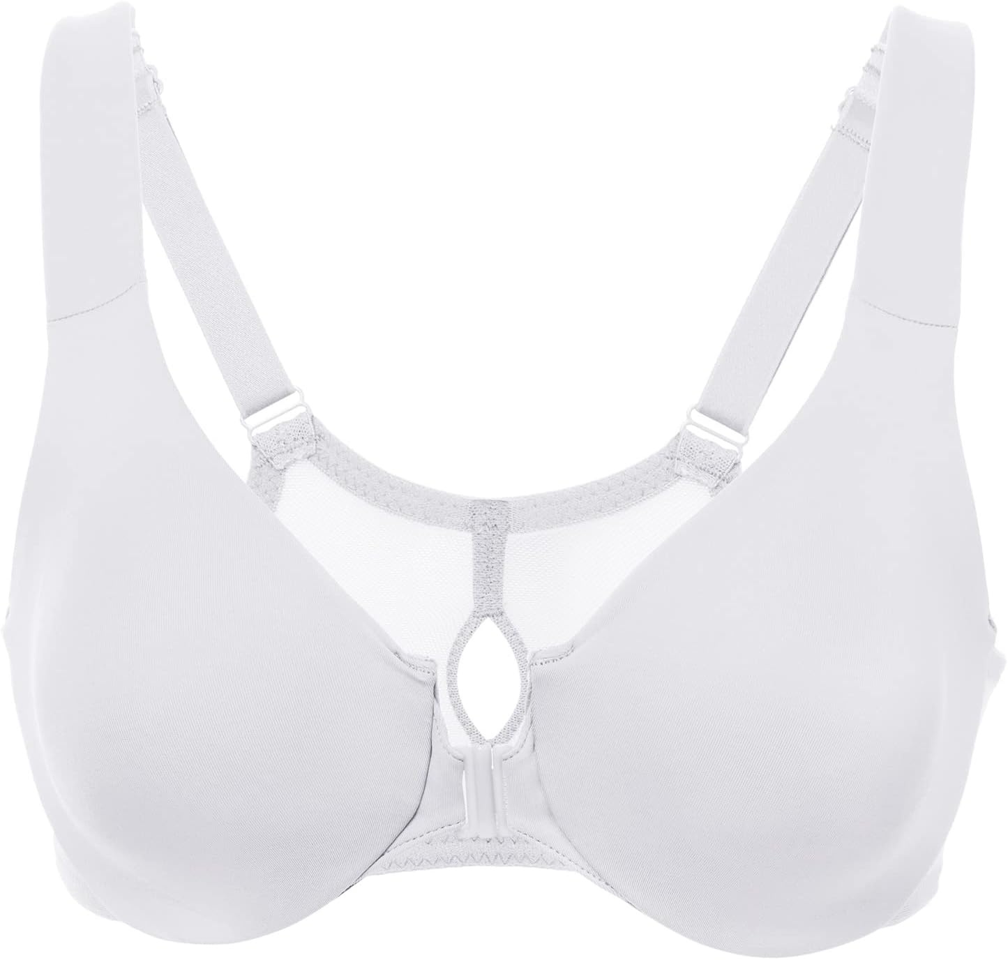 image:imageDELIMIRA Womens Front Closure Racerback Bras Plus Size Underwire Unlined Full Coverage Plunge BrasWhite