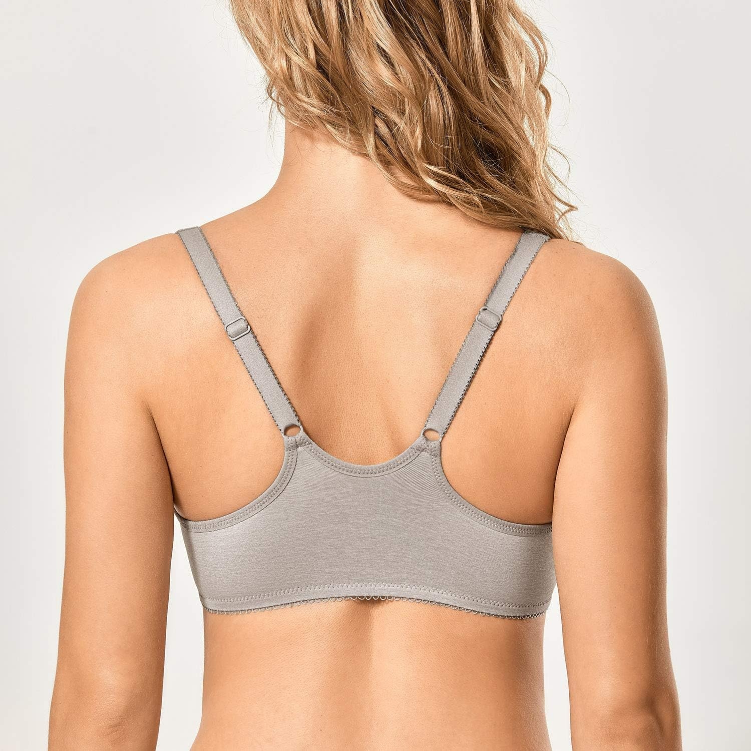 image:imageDELIMIRA Womens Front Closure Racerback Bras Underwire Plus Size Seamless Plunge Comfortable BraGray Heather