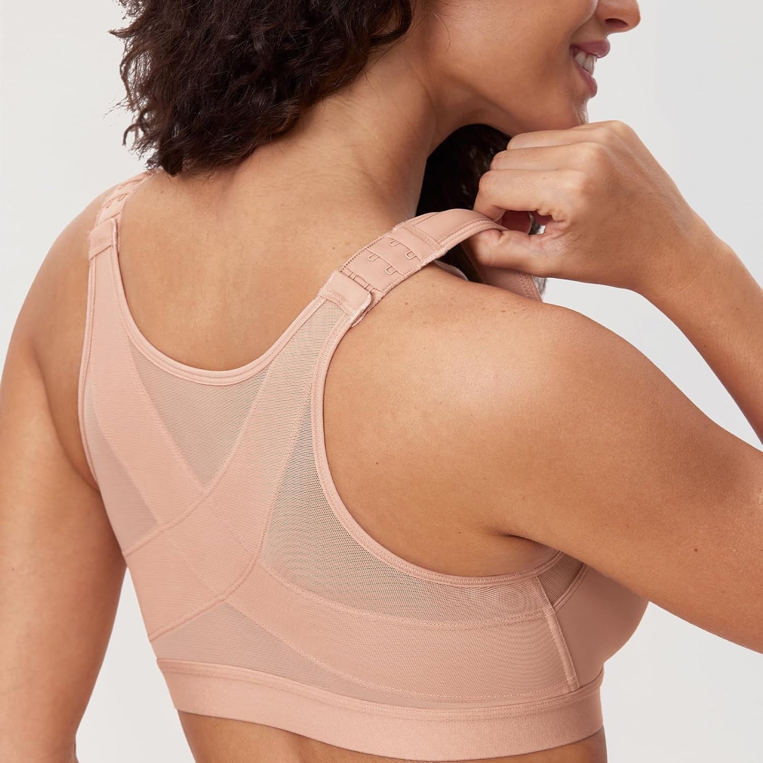 image:imageDELIMIRA Womens Full Coverage Front Closure Wire Free Back Support Posture BraBlush Beige