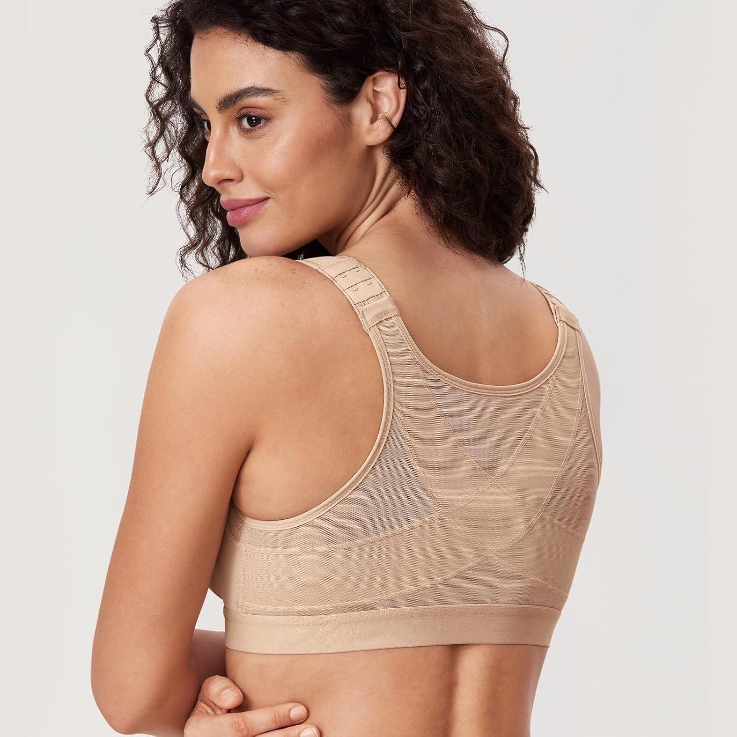 image:imageDELIMIRA Womens Full Coverage Front Closure Wire Free Back Support Posture BraCashew