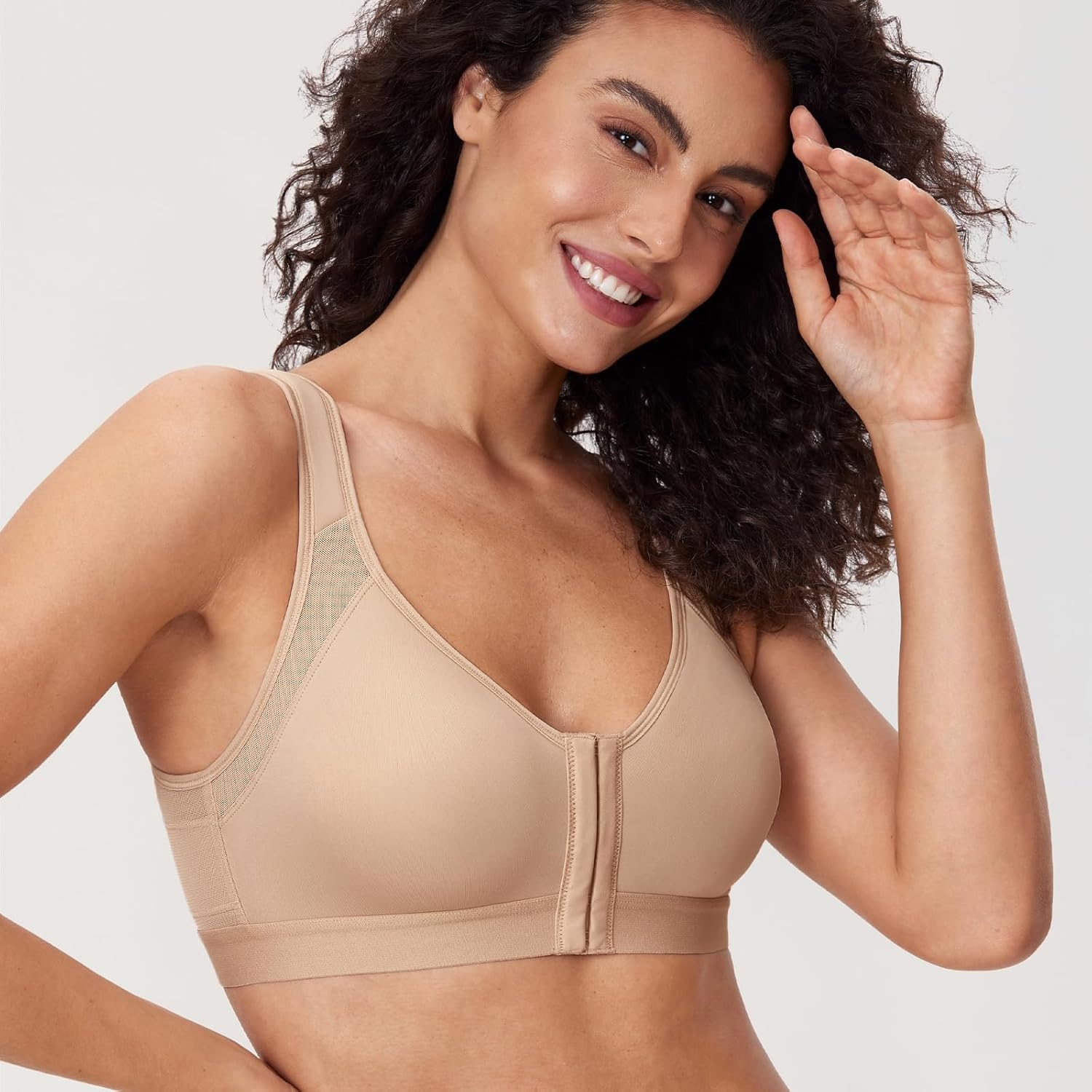 image:imageDELIMIRA Womens Full Coverage Front Closure Wire Free Back Support Posture BraCashew