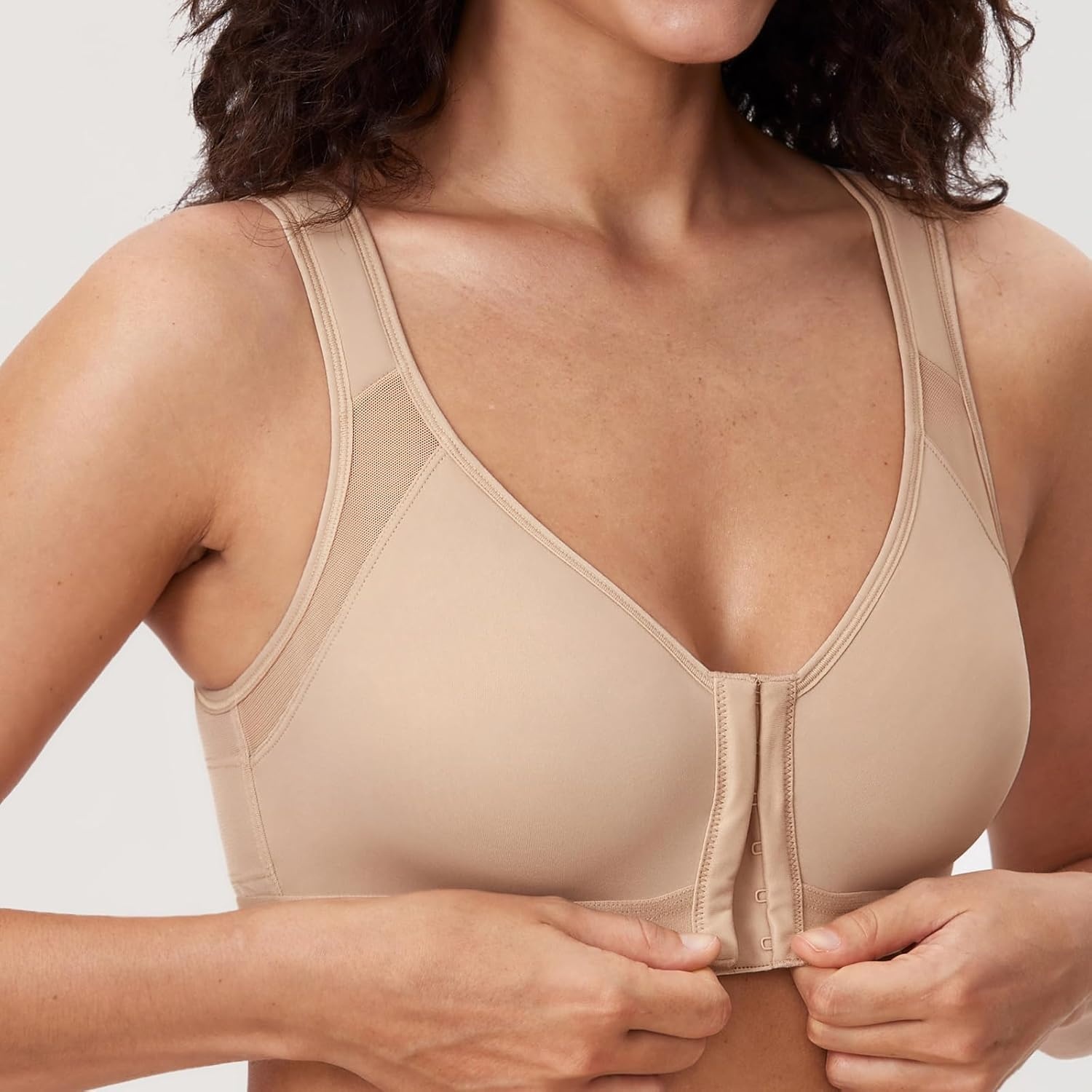 image:imageDELIMIRA Womens Full Coverage Front Closure Wire Free Back Support Posture BraCashew