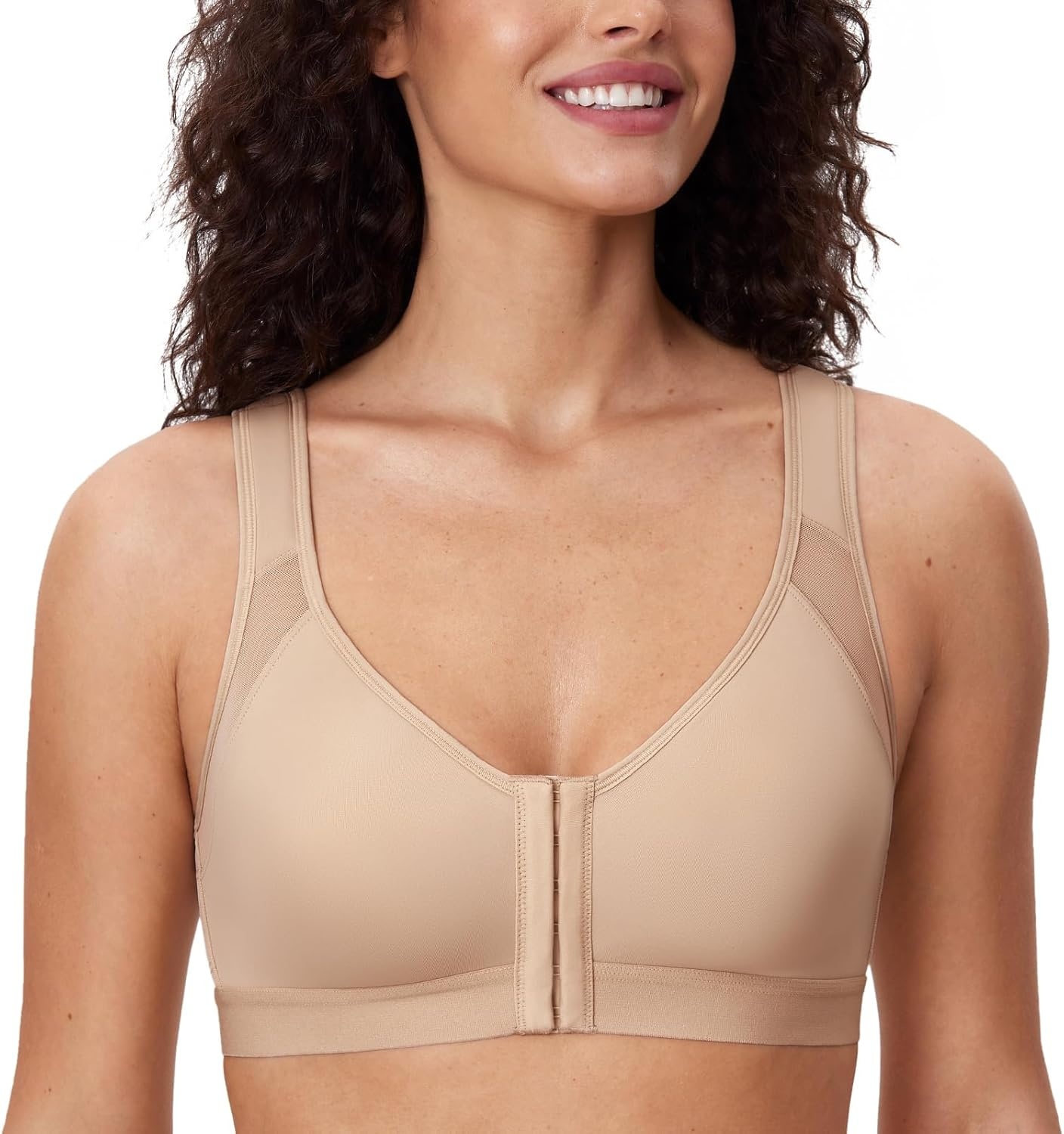 image:imageDELIMIRA Womens Full Coverage Front Closure Wire Free Back Support Posture BraCashew