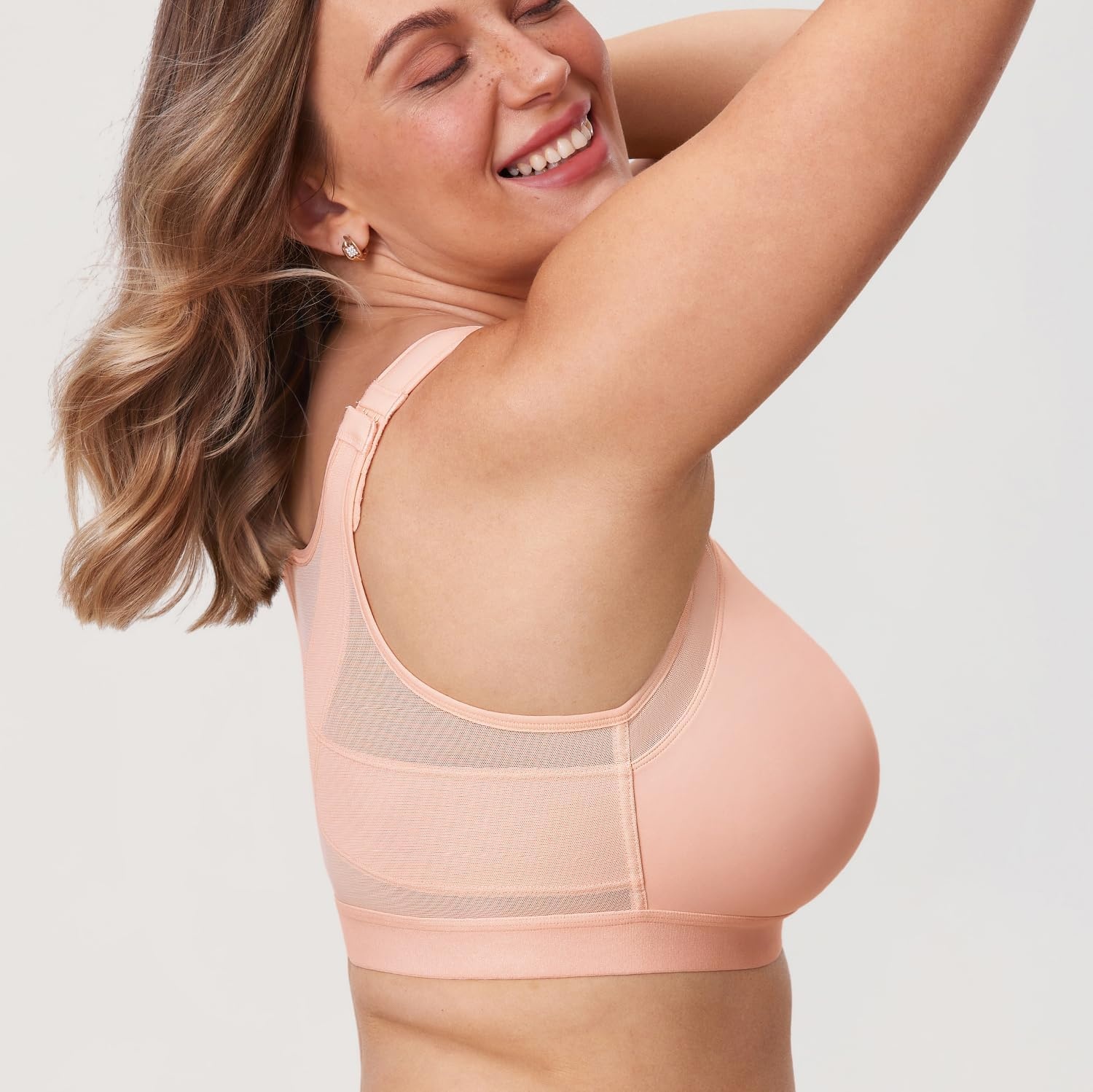 image:imageDELIMIRA Womens Full Coverage Front Closure Wire Free Back Support Posture BraMarshmallow Pink