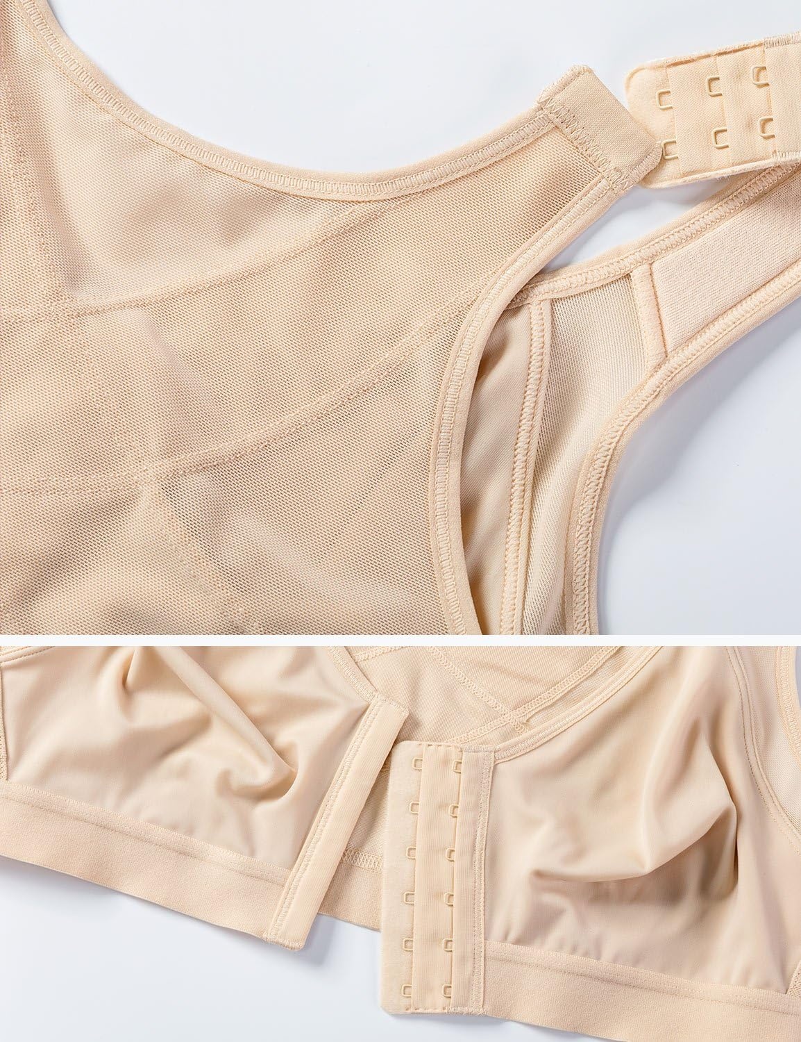 image:imageDELIMIRA Womens Full Coverage Front Closure Wire Free Back Support Posture BraTaupe Tan