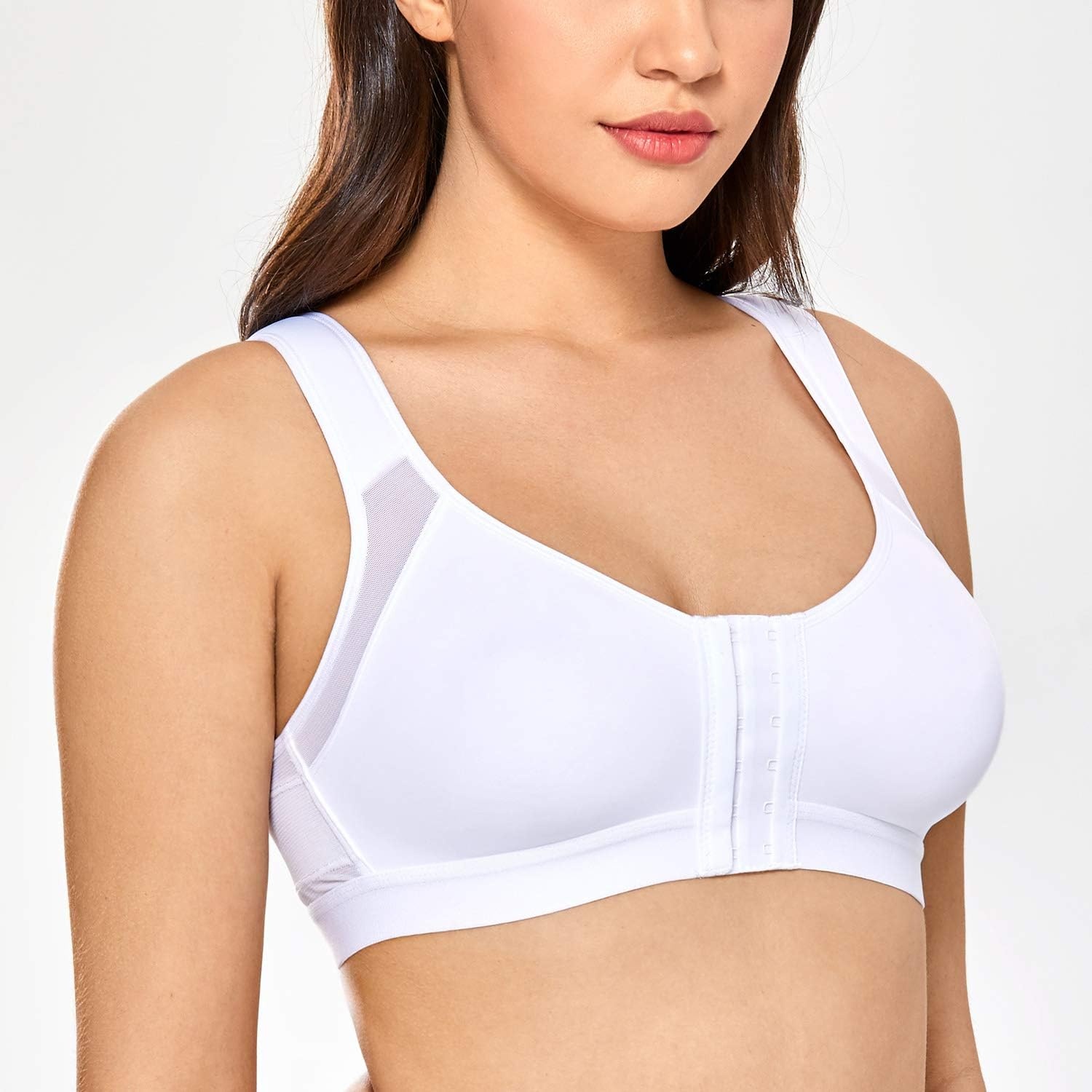 image:imageDELIMIRA Womens Full Coverage Front Closure Wire Free Back Support Posture BraWhite