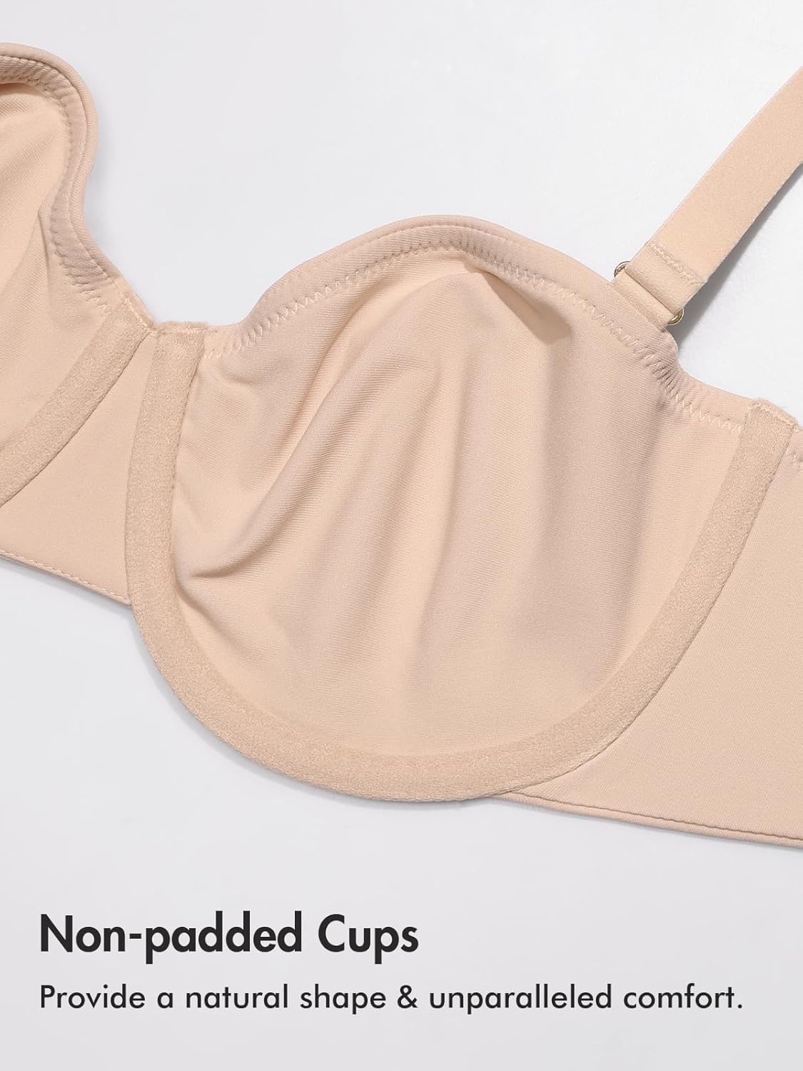 image:imageDELIMIRA Womens Inbarely Plus Balconette Bra Plus Size Full Coverage Seamless Unlined Underwire BrasBeige
