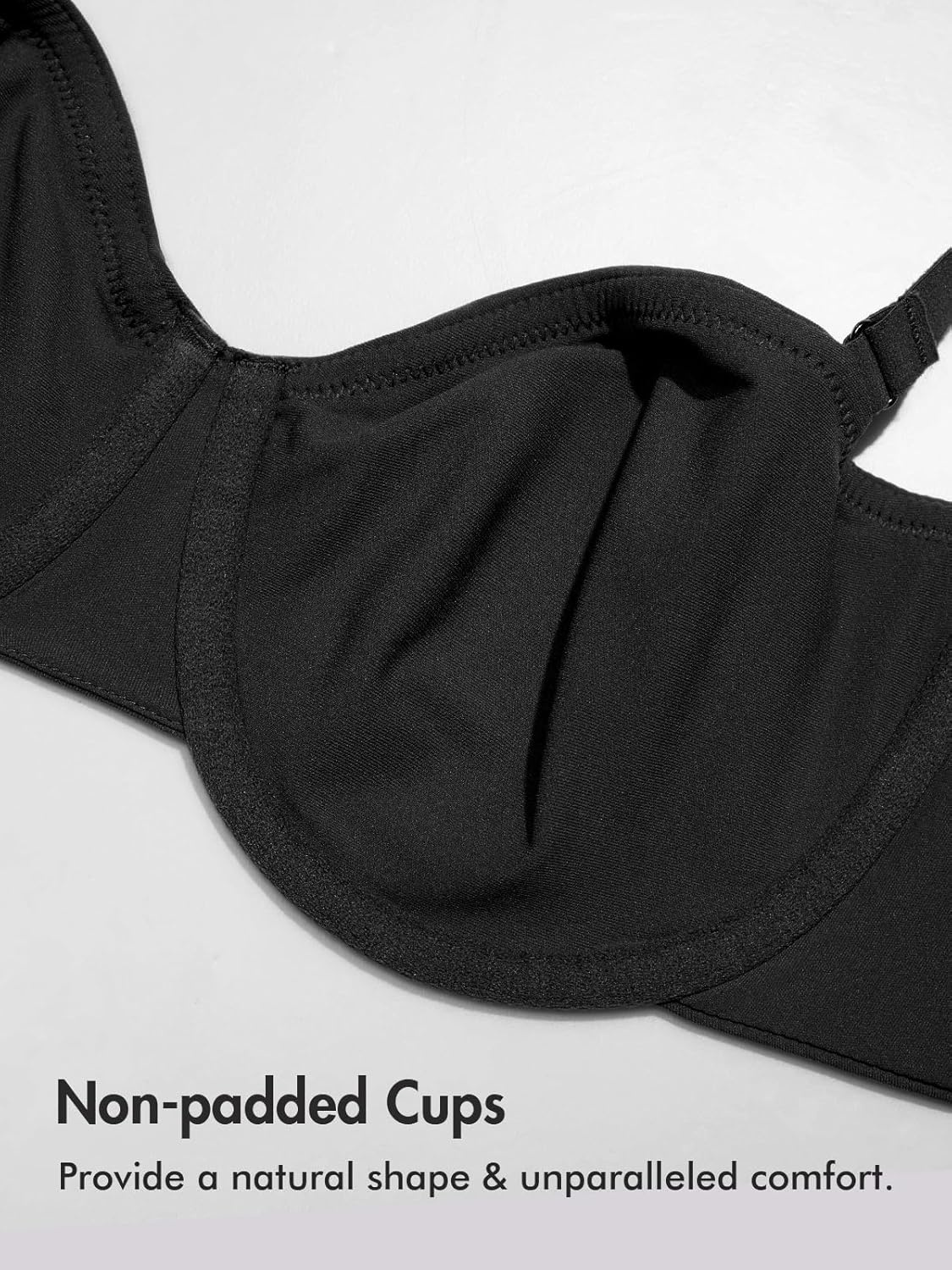 image:imageDELIMIRA Womens Inbarely Plus Balconette Bra Plus Size Full Coverage Seamless Unlined Underwire BrasBlack