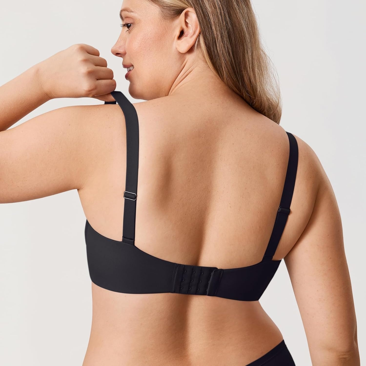 image:imageDELIMIRA Womens Inbarely Plus Balconette Bra Plus Size Full Coverage Seamless Unlined Underwire BrasBlack