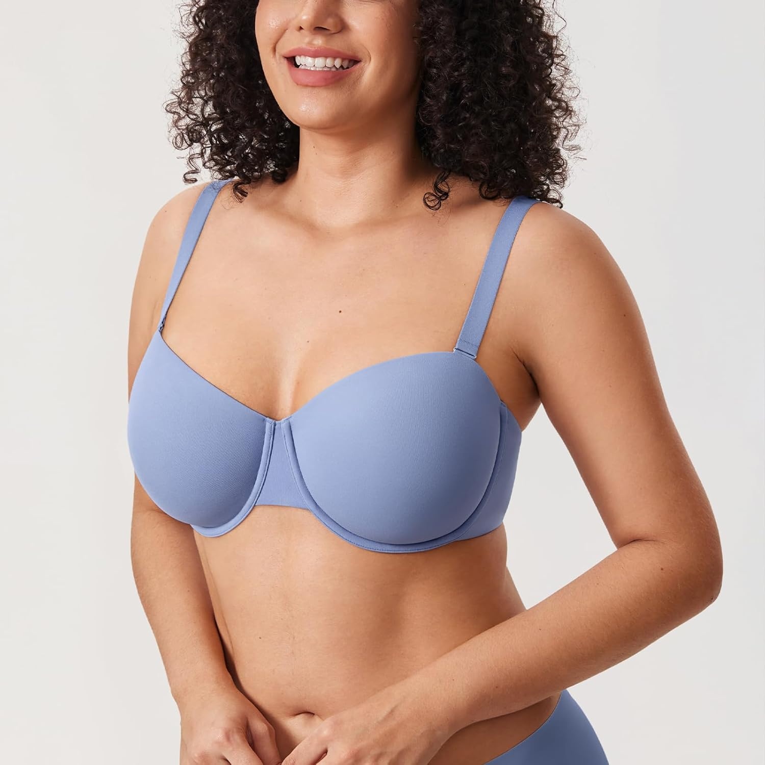 image:imageDELIMIRA Womens Inbarely Plus Balconette Bra Plus Size Full Coverage Seamless Unlined Underwire BrasFrost Blue