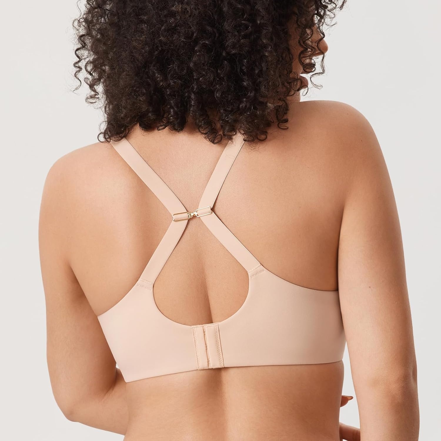 image:imageDELIMIRA Womens Inbarely Plus Front Closure Bras Racerback No Padding Full Coverage Plus Size Underwire BraBeige