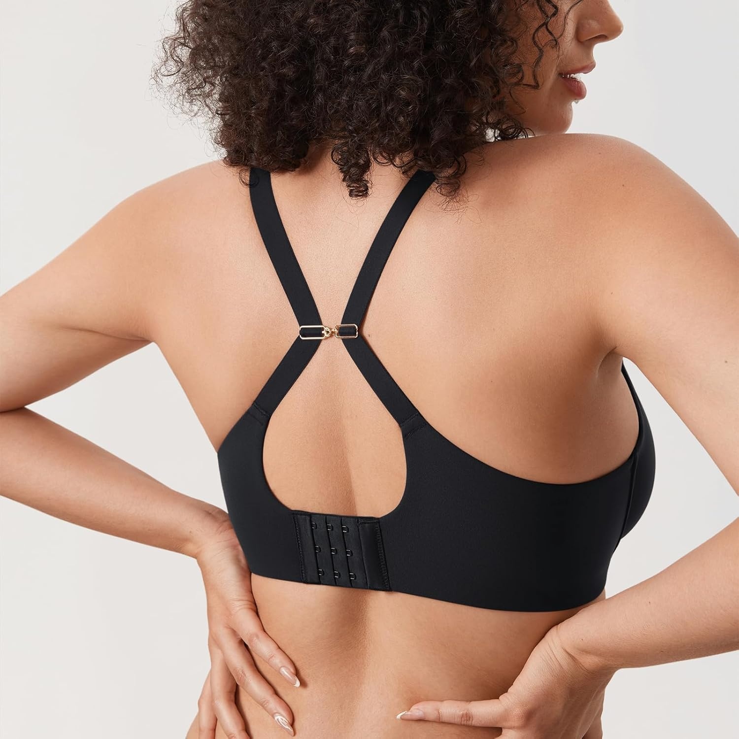 image:imageDELIMIRA Womens Inbarely Plus Front Closure Bras Racerback No Padding Full Coverage Plus Size Underwire BraBlack