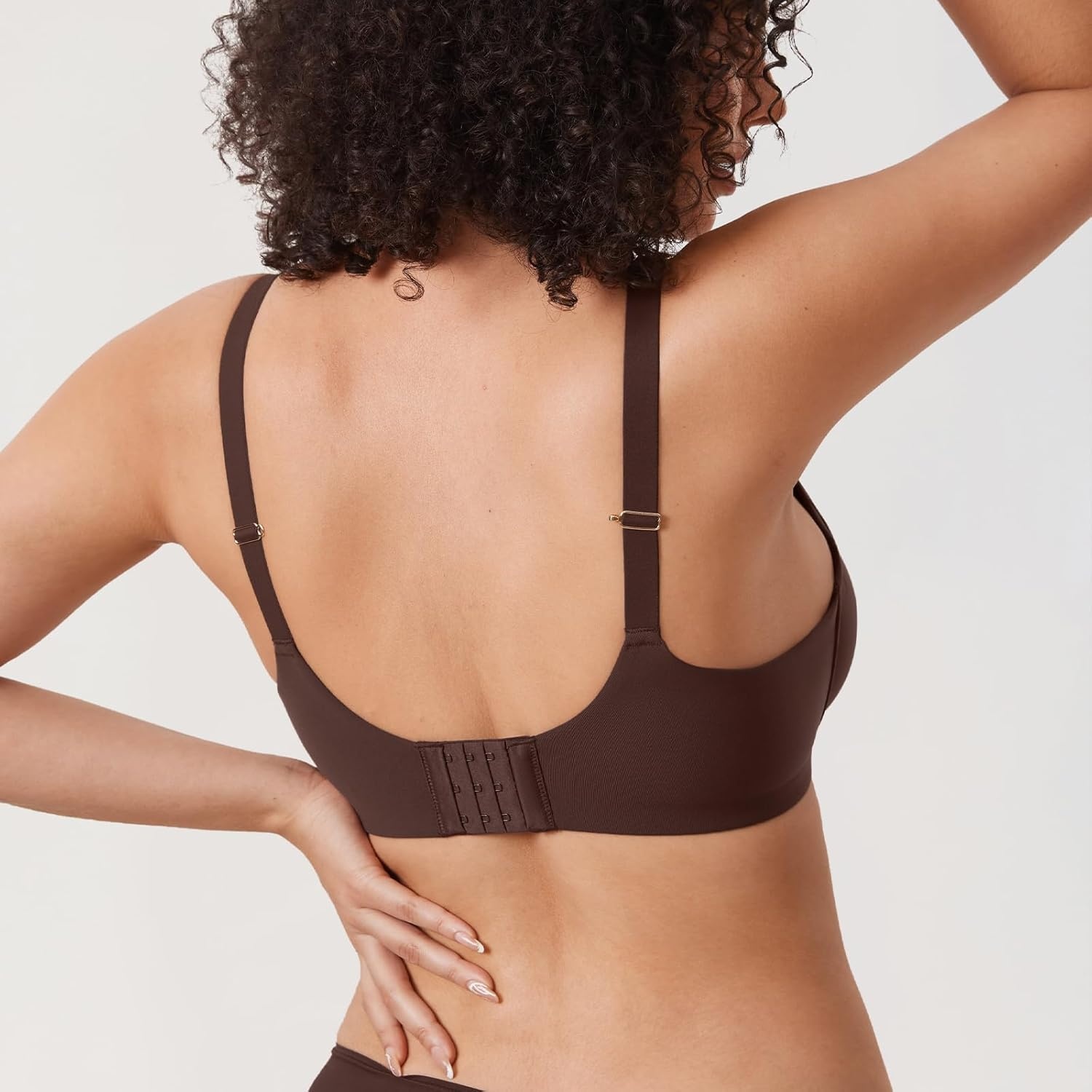 image:imageDELIMIRA Womens Inbarely Plus Front Closure Bras Racerback No Padding Full Coverage Plus Size Underwire BraHazelnut