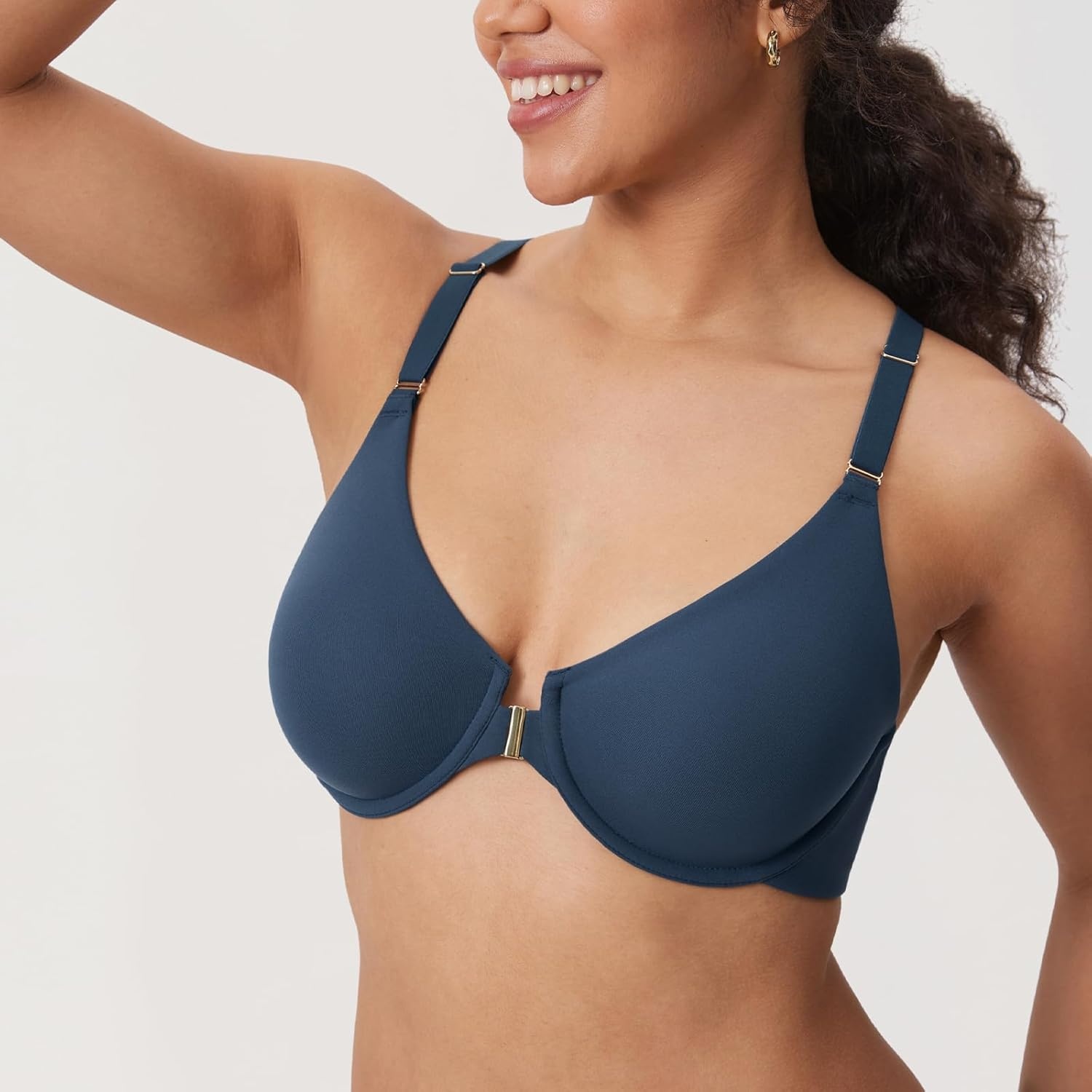 image:imageDELIMIRA Womens Inbarely Plus Front Closure Bras Racerback No Padding Full Coverage Plus Size Underwire BraSargasso