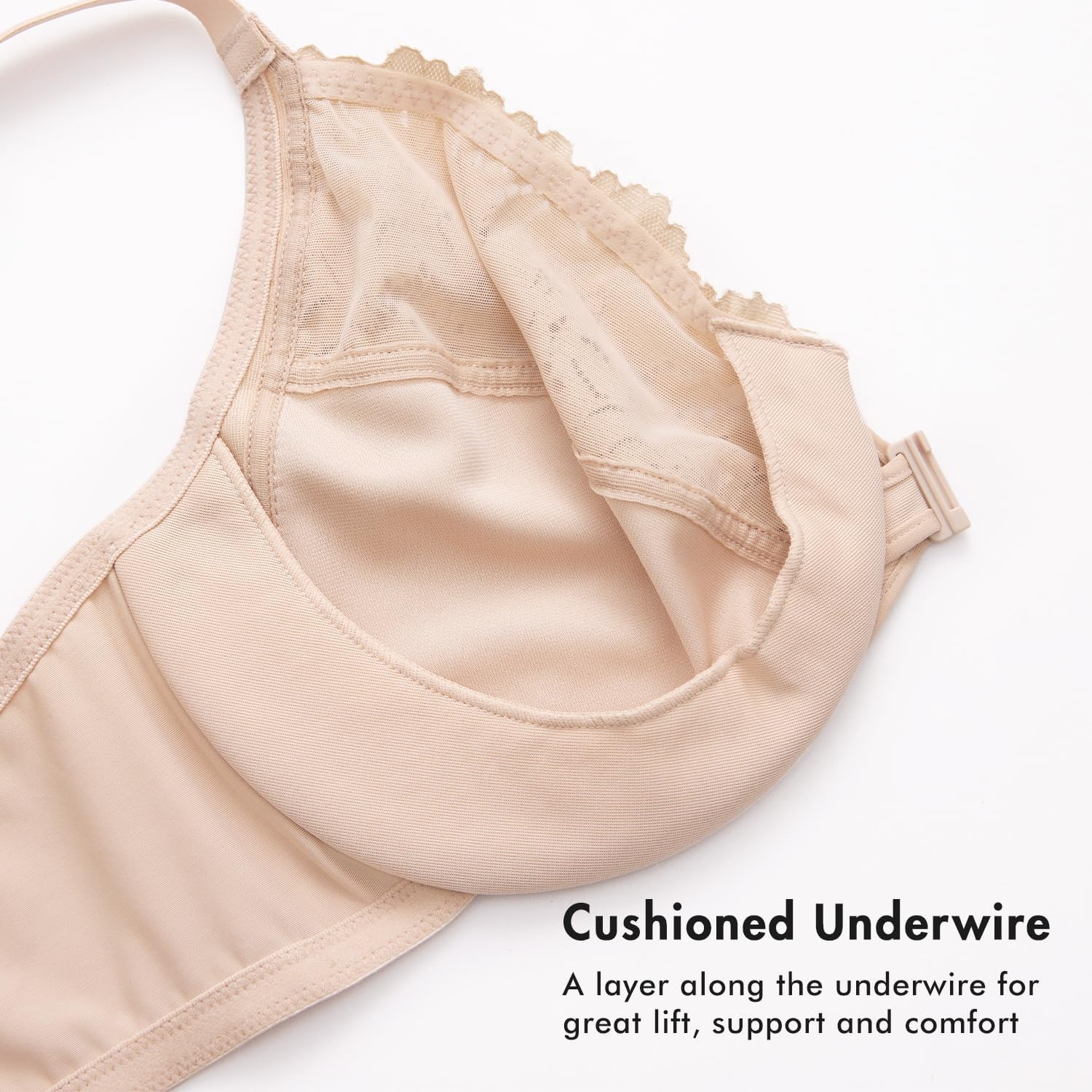 image:imageDELIMIRA Womens Racerback Front Closure Bras Lace Plus Size Full Coverage Underwire Unlined Support BraBeige