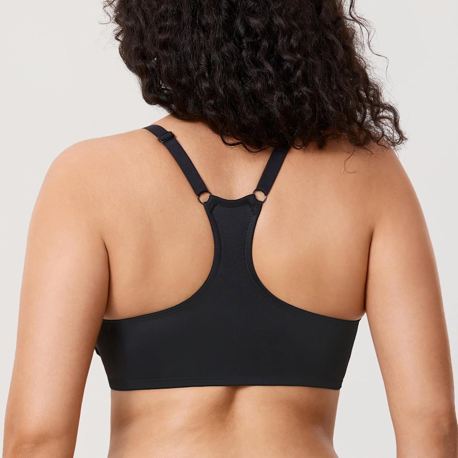 image:imageDELIMIRA Womens Racerback Front Closure Bras Lace Plus Size Full Coverage Underwire Unlined Support BraBlack