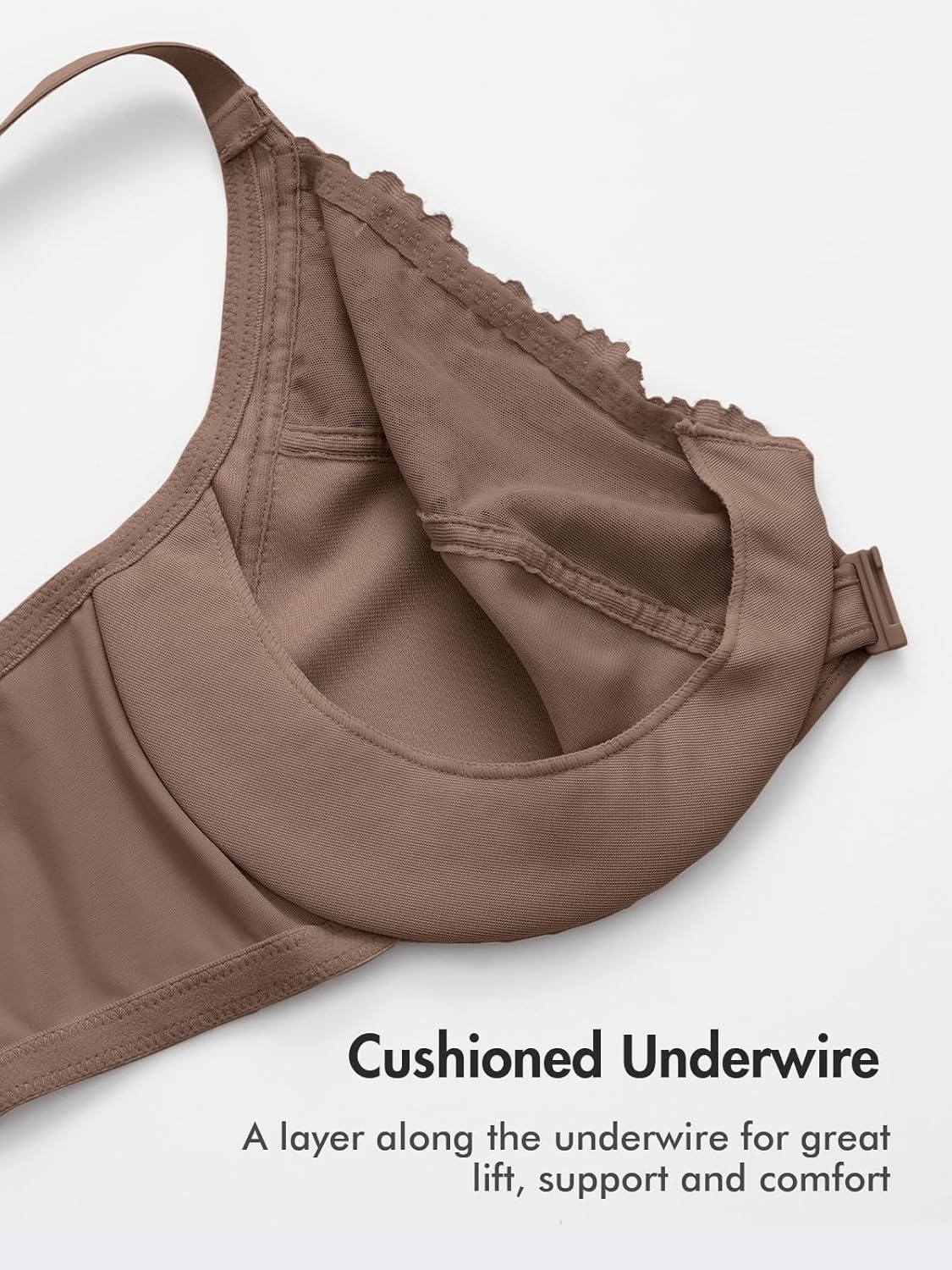 image:imageDELIMIRA Womens Racerback Front Closure Bras Lace Plus Size Full Coverage Underwire Unlined Support BraBrown Purple