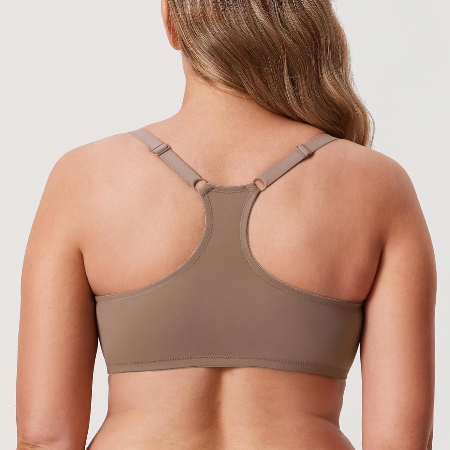 image:imageDELIMIRA Womens Racerback Front Closure Bras Lace Plus Size Full Coverage Underwire Unlined Support BraBrown Purple