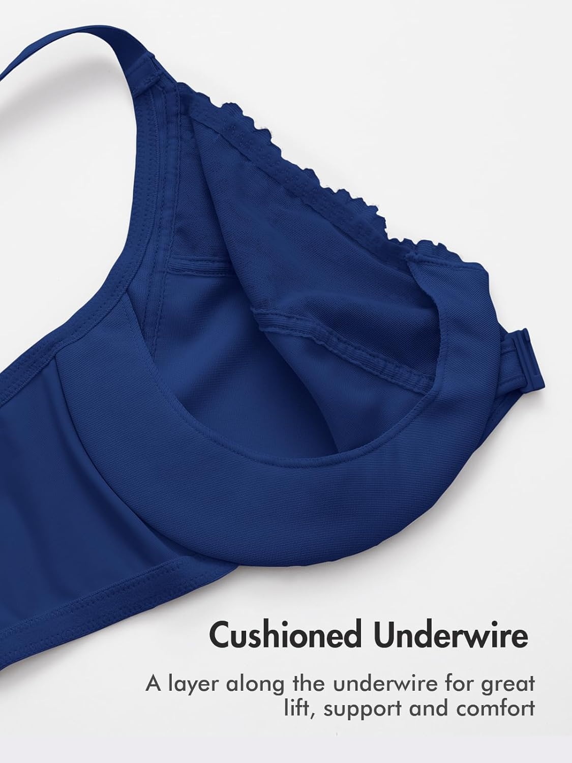image:imageDELIMIRA Womens Racerback Front Closure Bras Lace Plus Size Full Coverage Underwire Unlined Support BraNightfall Blue