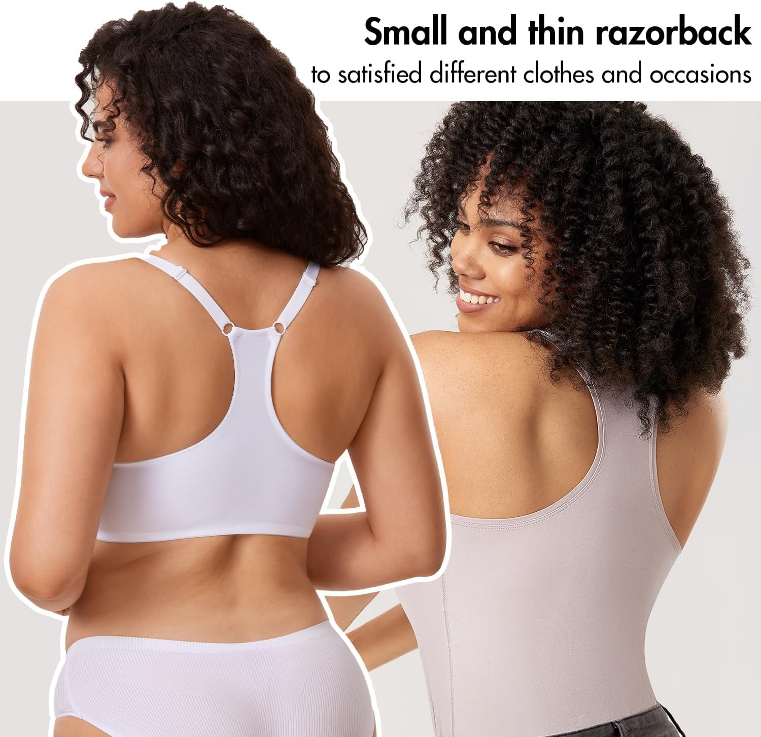 image:imageDELIMIRA Womens Racerback Front Closure Bras Lace Plus Size Full Coverage Underwire Unlined Support BraRose Smoked