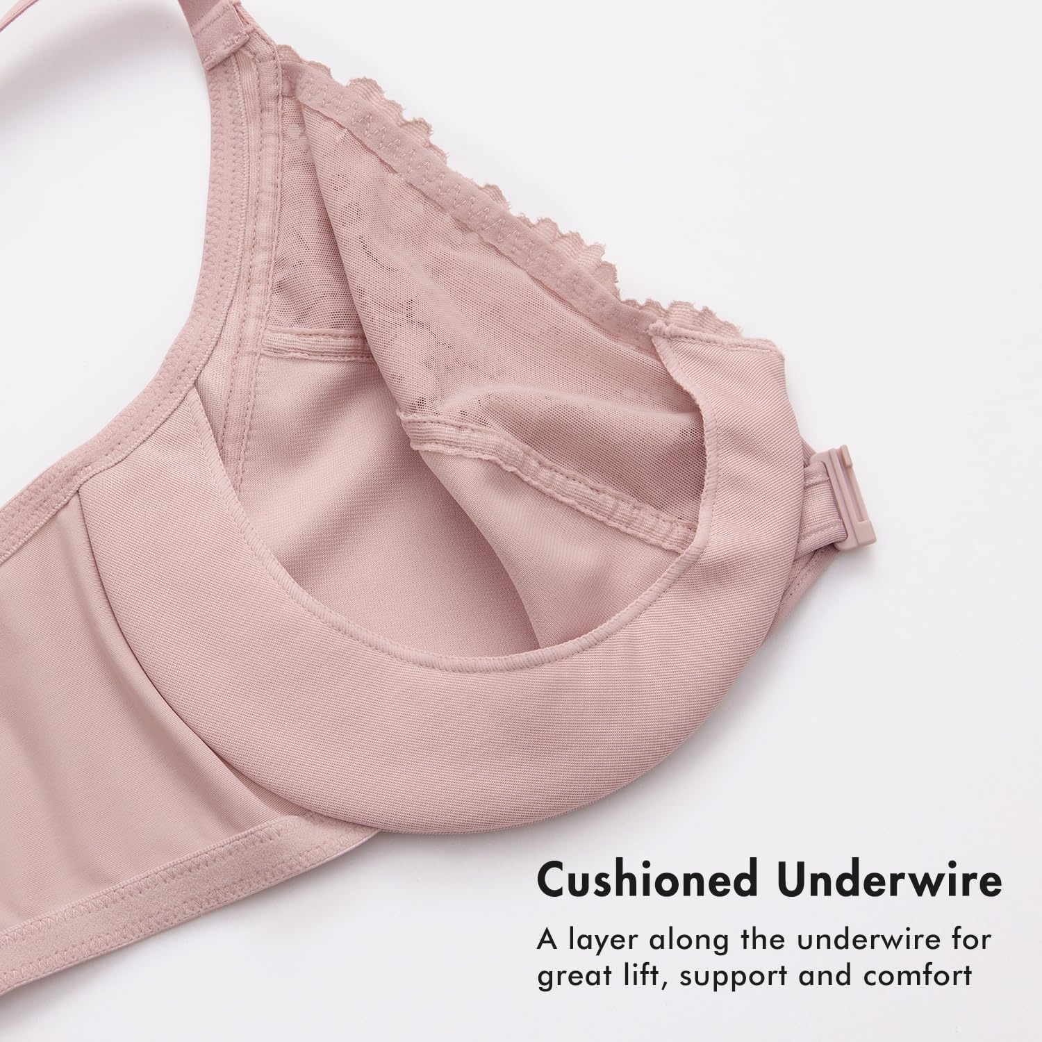 image:imageDELIMIRA Womens Racerback Front Closure Bras Lace Plus Size Full Coverage Underwire Unlined Support BraRose Smoked