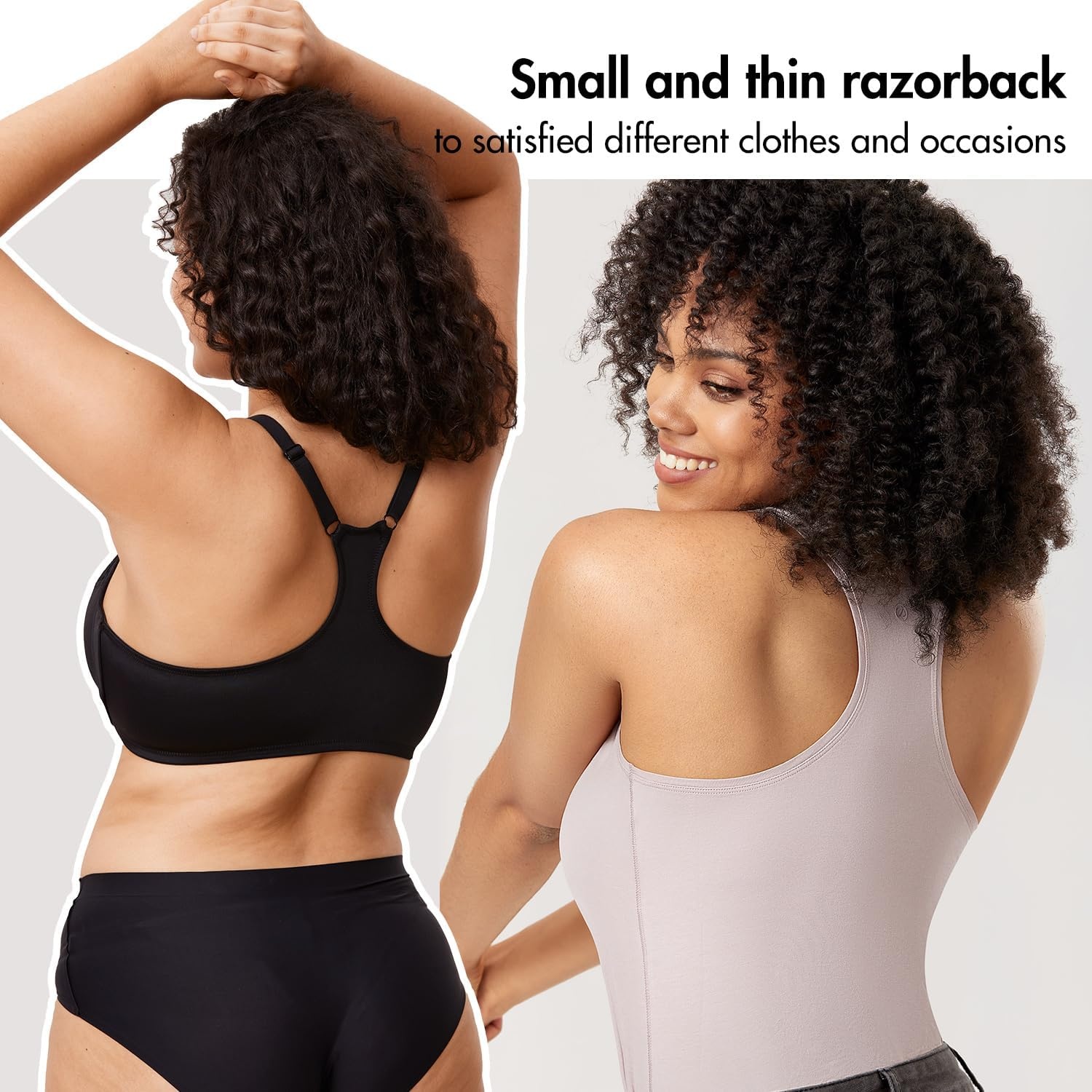 image:imageDELIMIRA Womens Racerback Front Closure Bras Lace Plus Size Full Coverage Underwire Unlined Support BraWhite