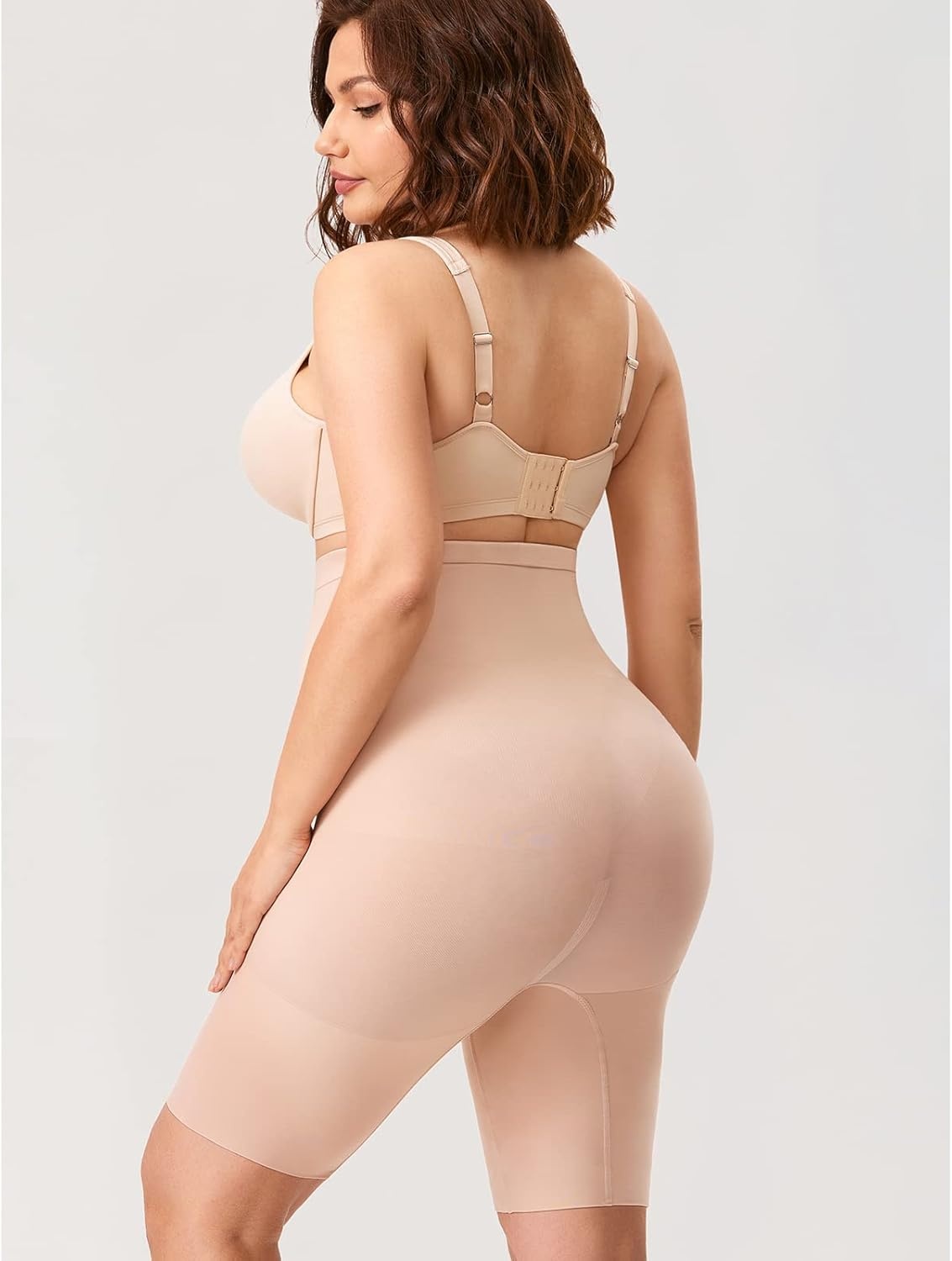 image:imageDELIMIRA Womens Shapewear Shorts Tummy Control Plus Size High Waisted Panties High Compression Thigh SlimmerBeige