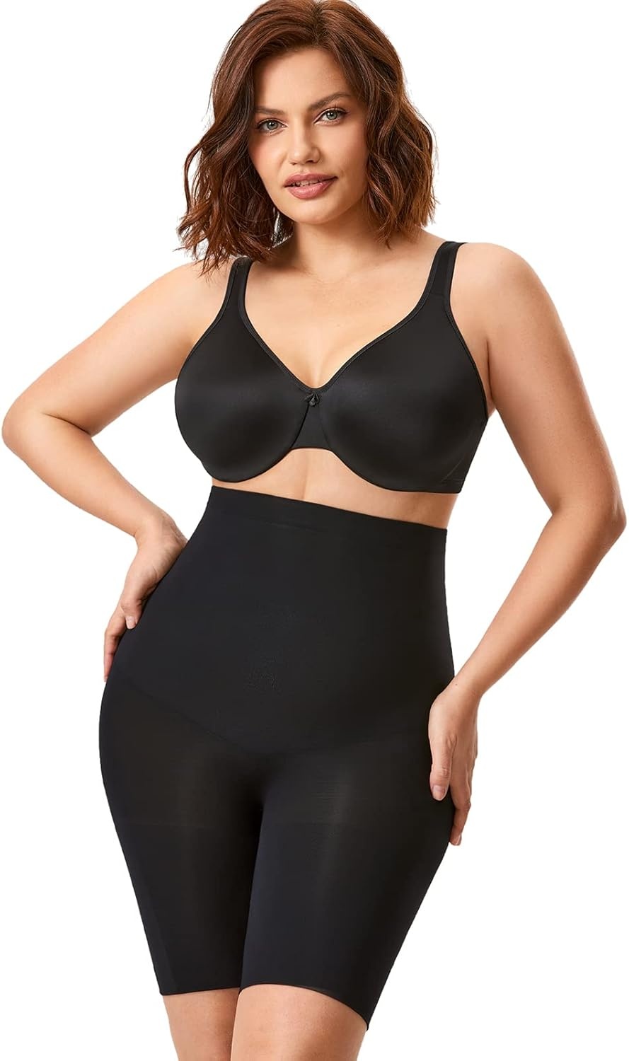 image:imageDELIMIRA Womens Shapewear Shorts Tummy Control Plus Size High Waisted Panties High Compression Thigh SlimmerBlack