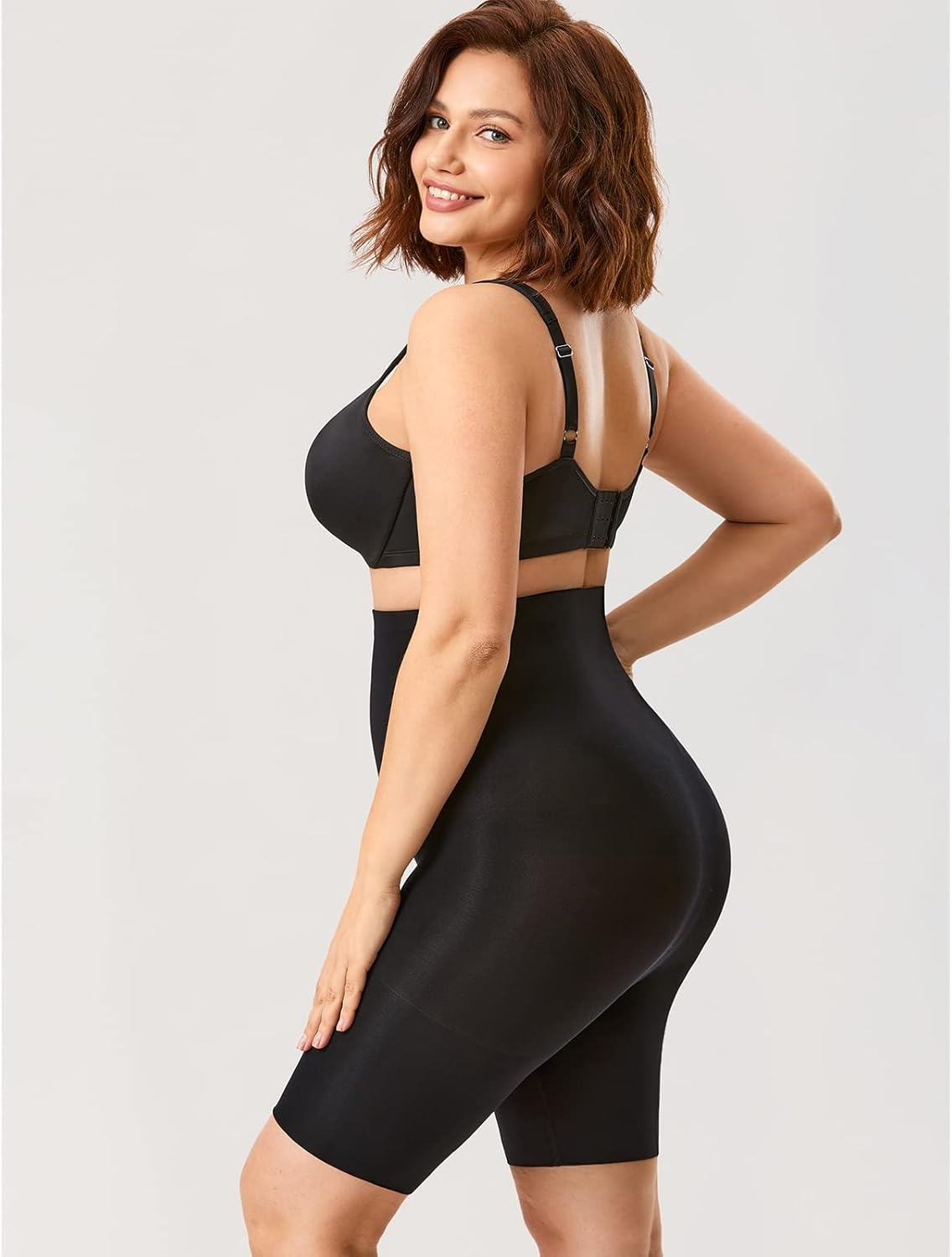 image:imageDELIMIRA Womens Shapewear Shorts Tummy Control Plus Size High Waisted Panties High Compression Thigh SlimmerBlack